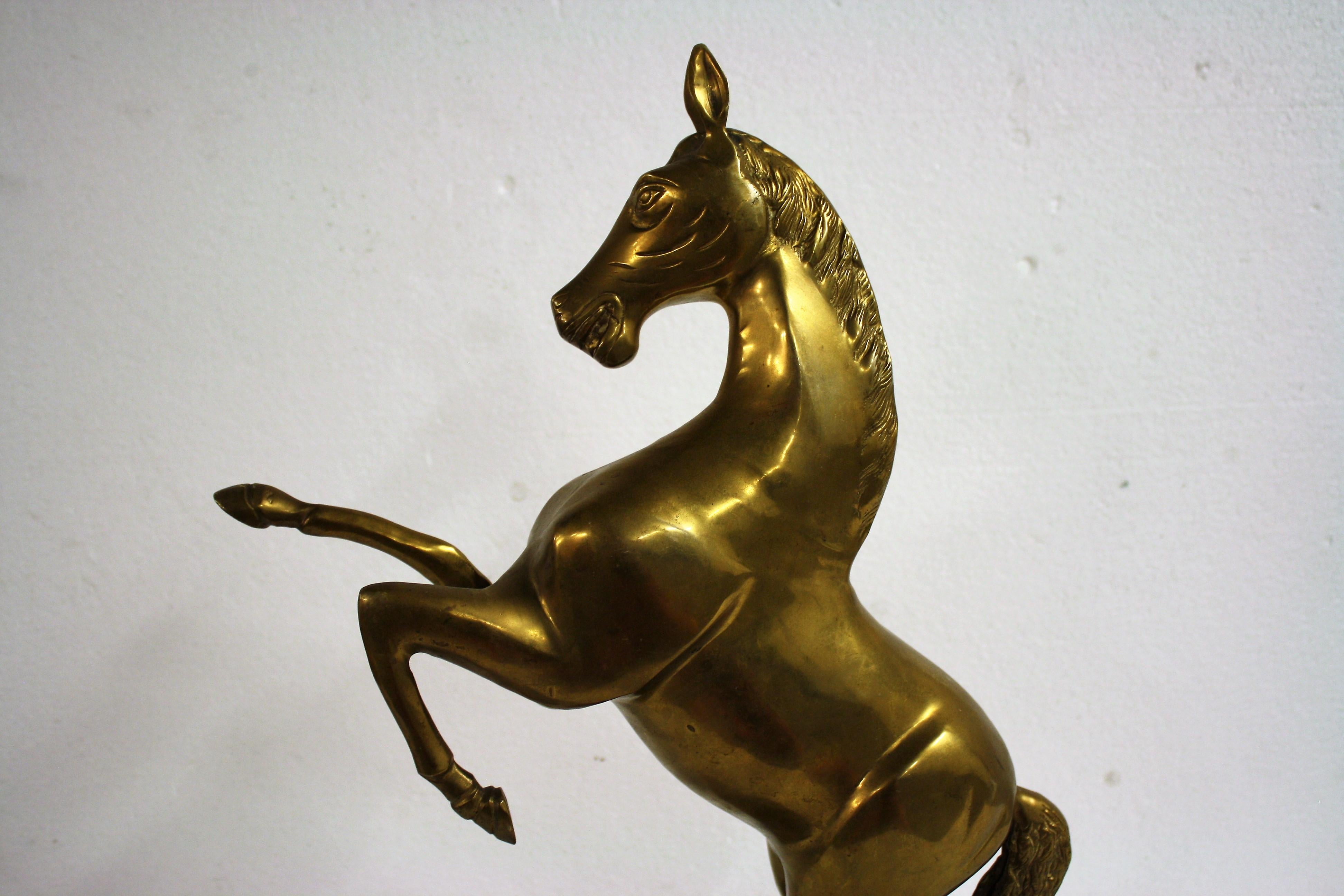 Large Brass Prancing Horse Statue, 1960s In Excellent Condition In HEVERLEE, BE