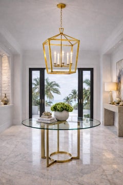 Large Brass & Rattan Chandelier by Chapman & Myers for Visual Comfort