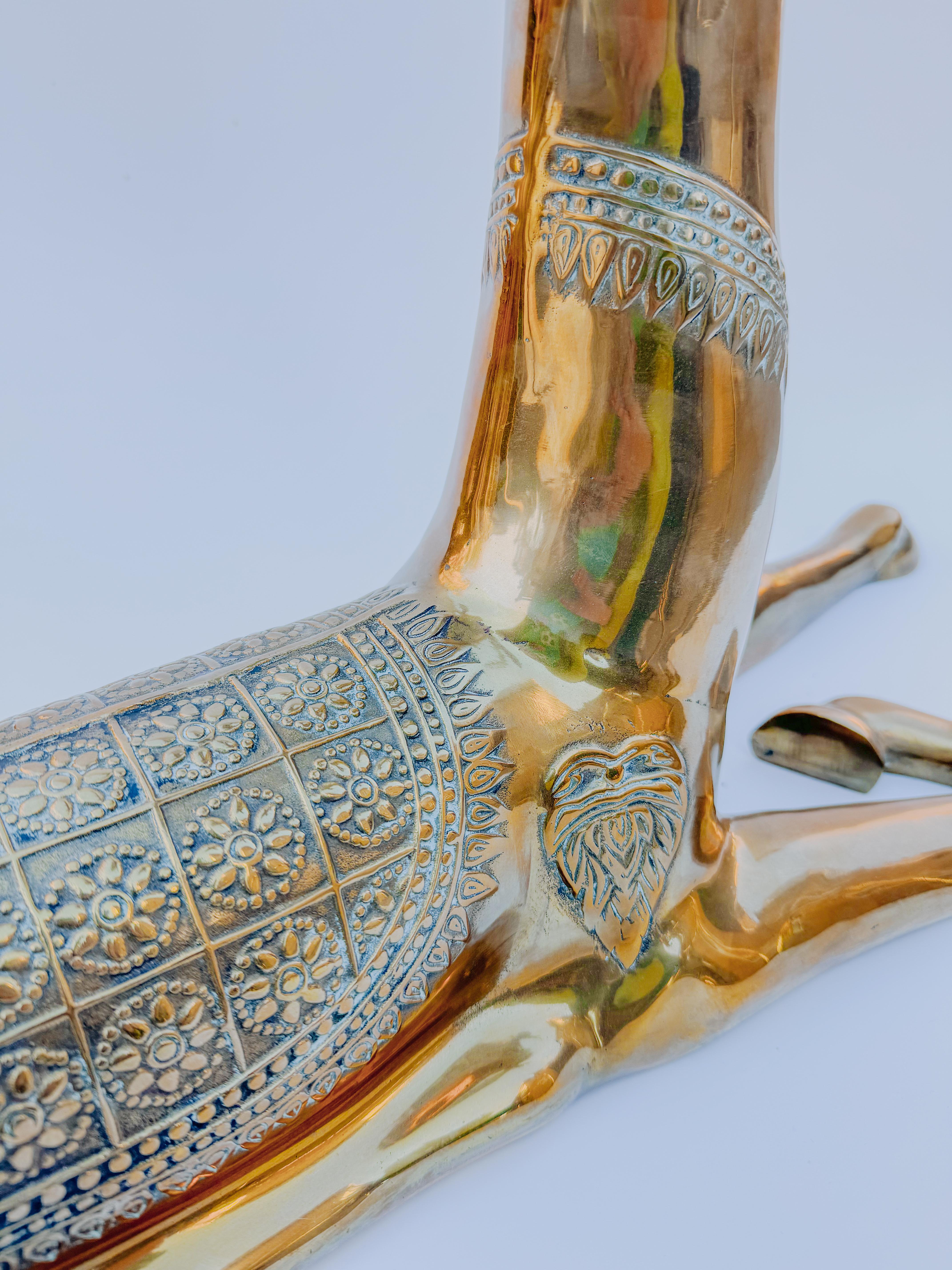 Spanish Large Brass Recumbent Deer Sculpture reindeer Heavy