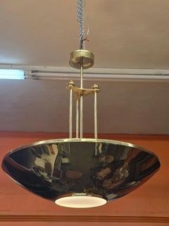 Large Brass Reflector Pendant, in the Style of Paavo Tynell, 1970s