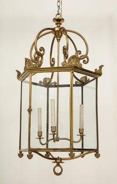 Large Brass Regency Style Hall Lantern