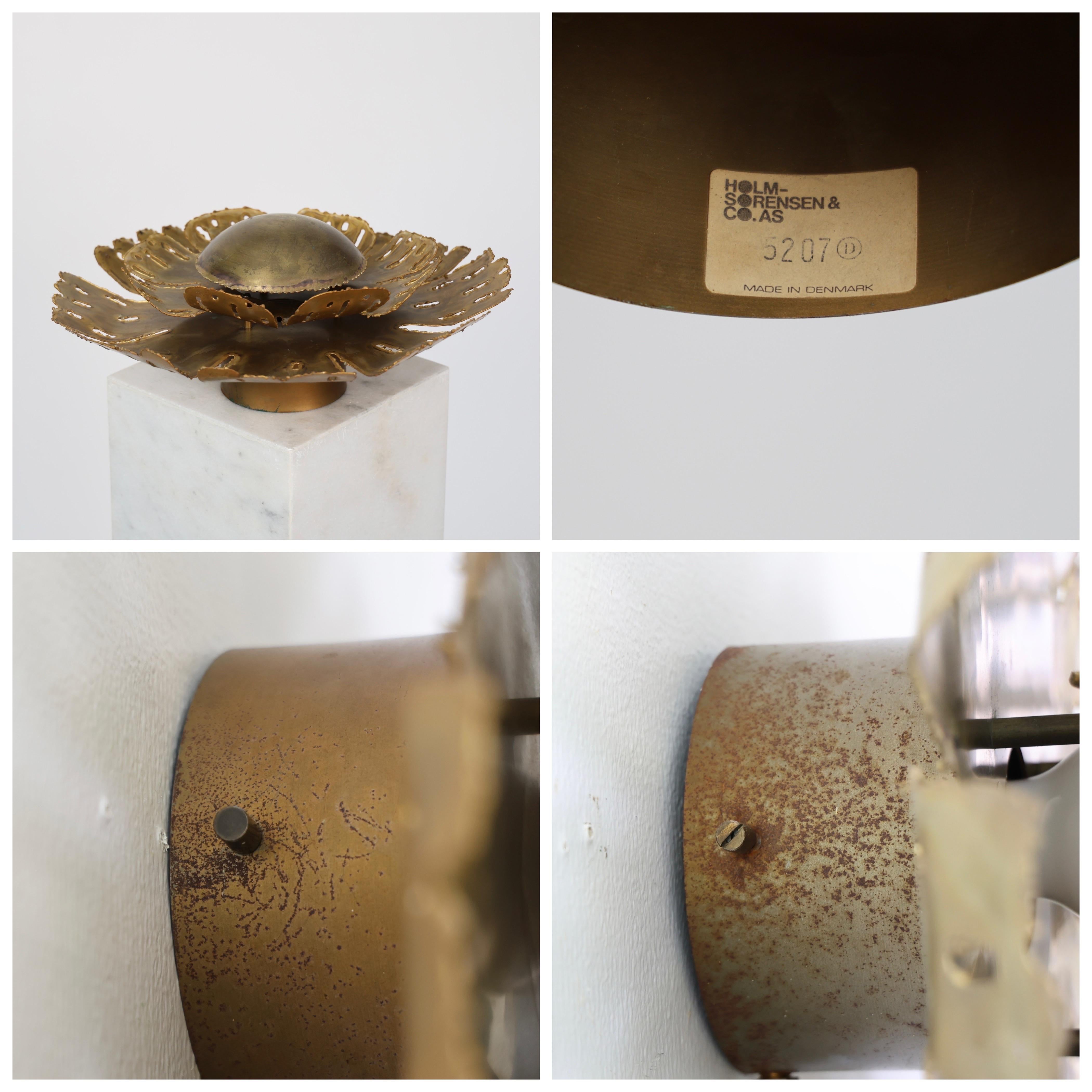 Large Brass Sconces by Svend Aage Holm Sorensen, 1960s, Denmark For Sale 3