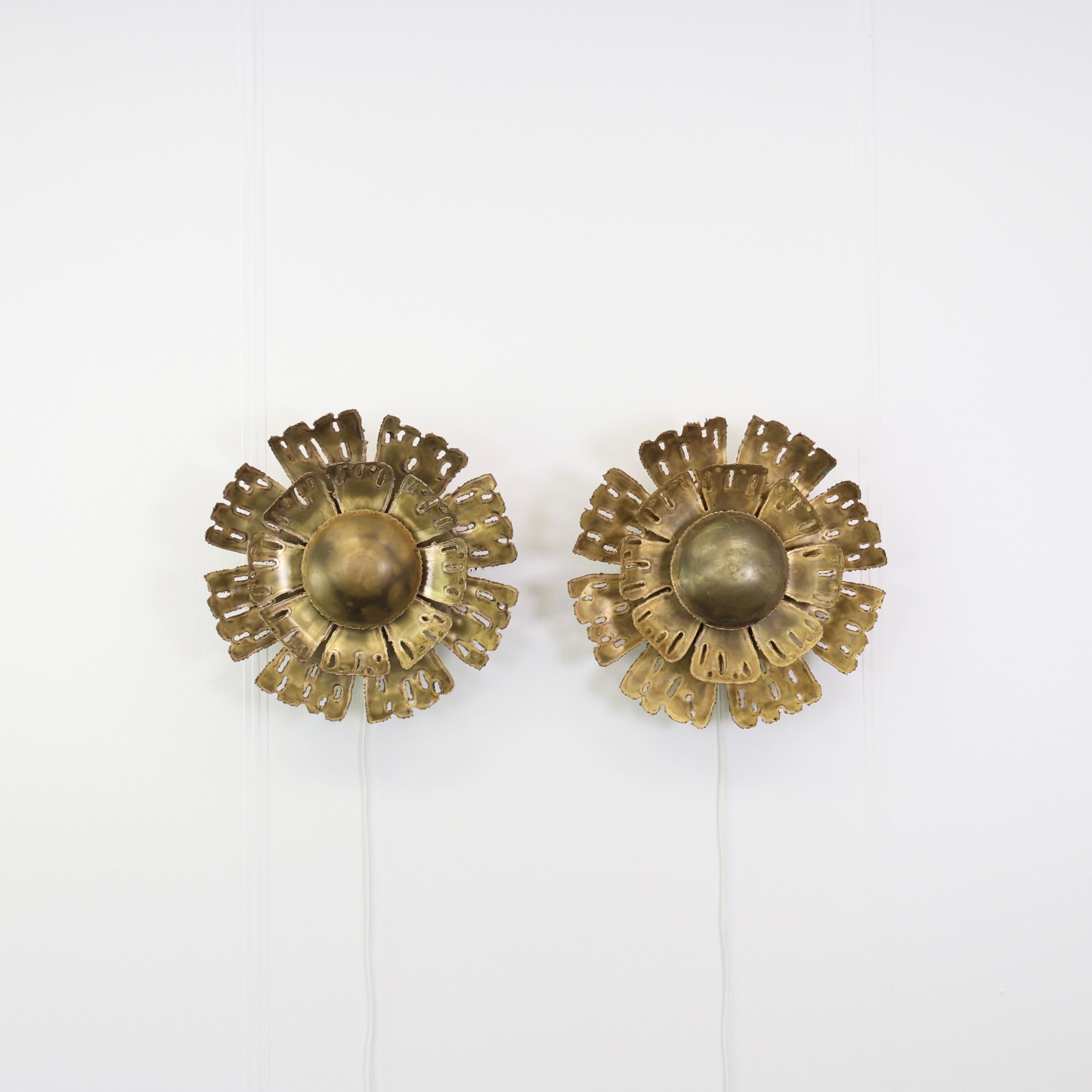 Danish Large Brass Sconces by Svend Aage Holm Sorensen, 1960s, Denmark For Sale
