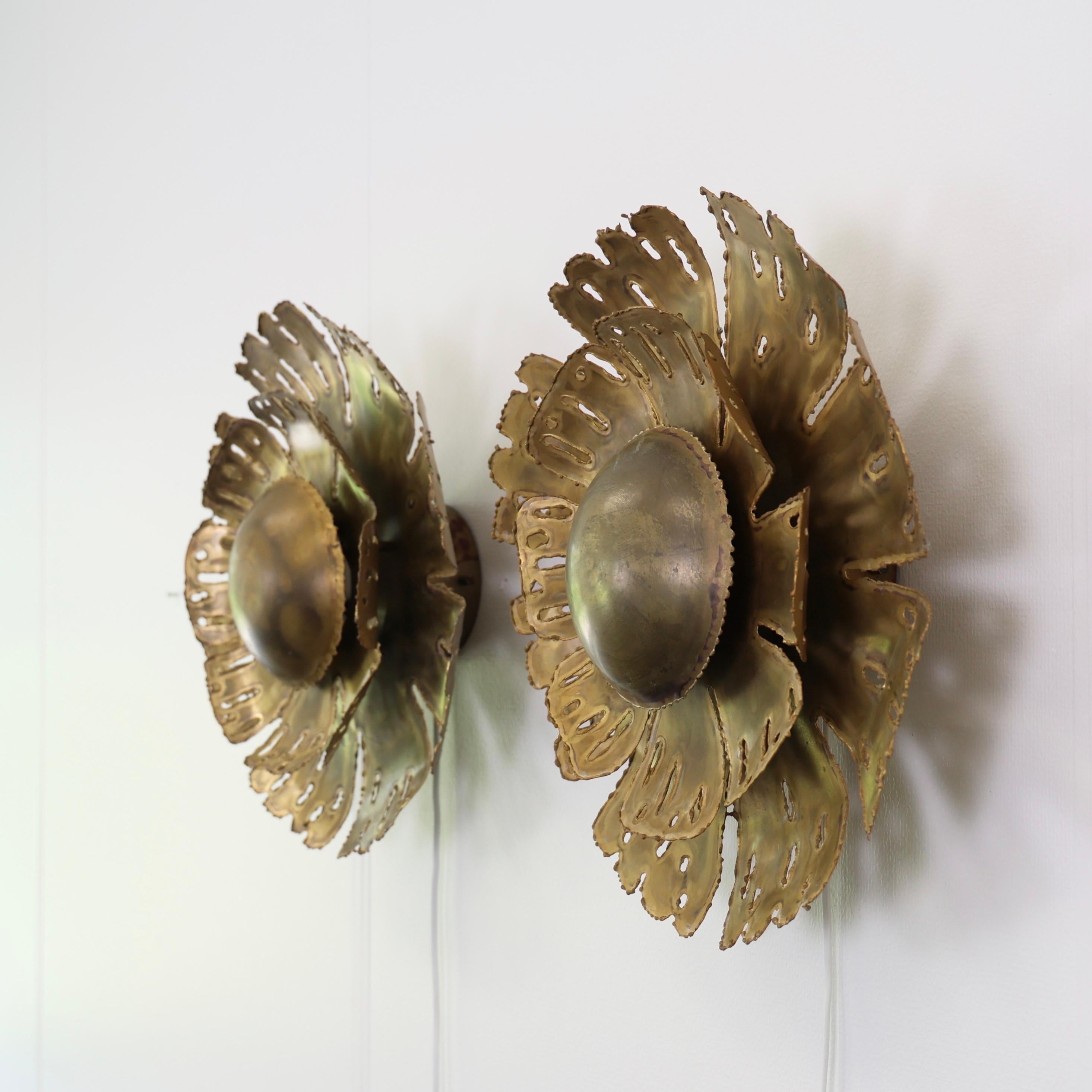 Mid-20th Century Large Brass Sconces by Svend Aage Holm Sorensen, 1960s, Denmark For Sale