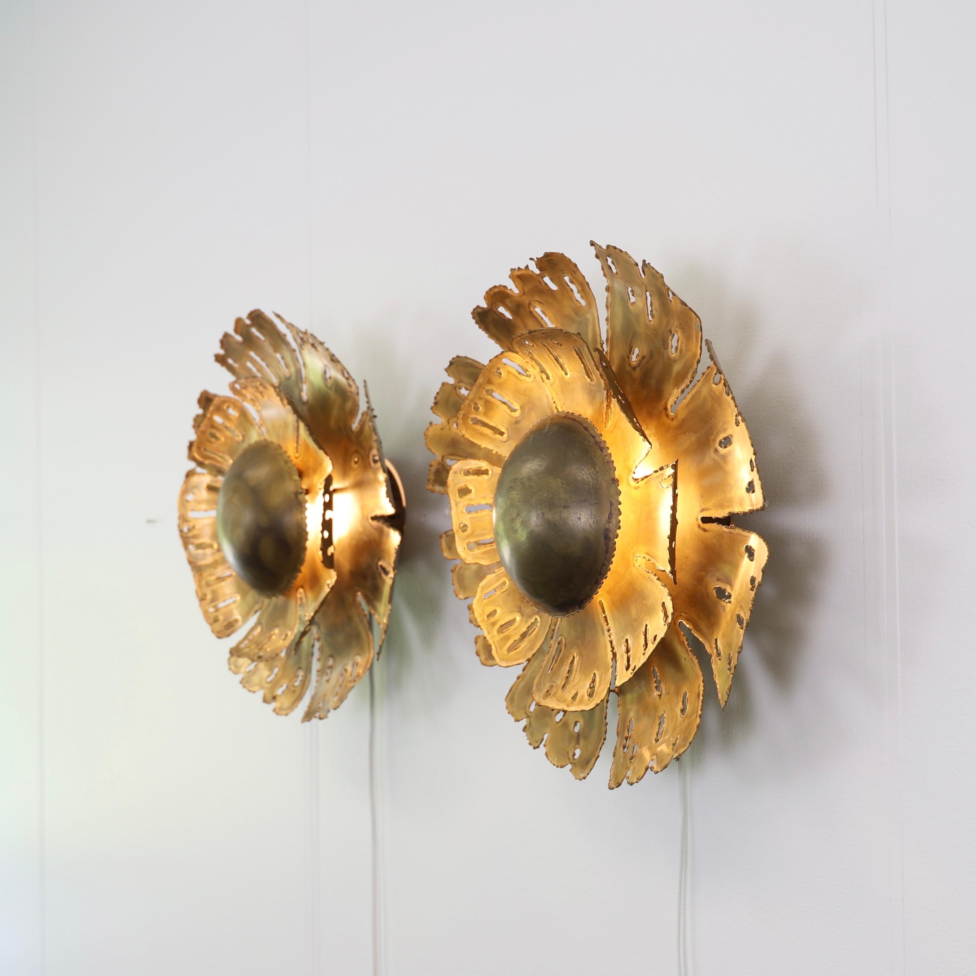 Metal Large Brass Sconces by Svend Aage Holm Sorensen, 1960s, Denmark For Sale