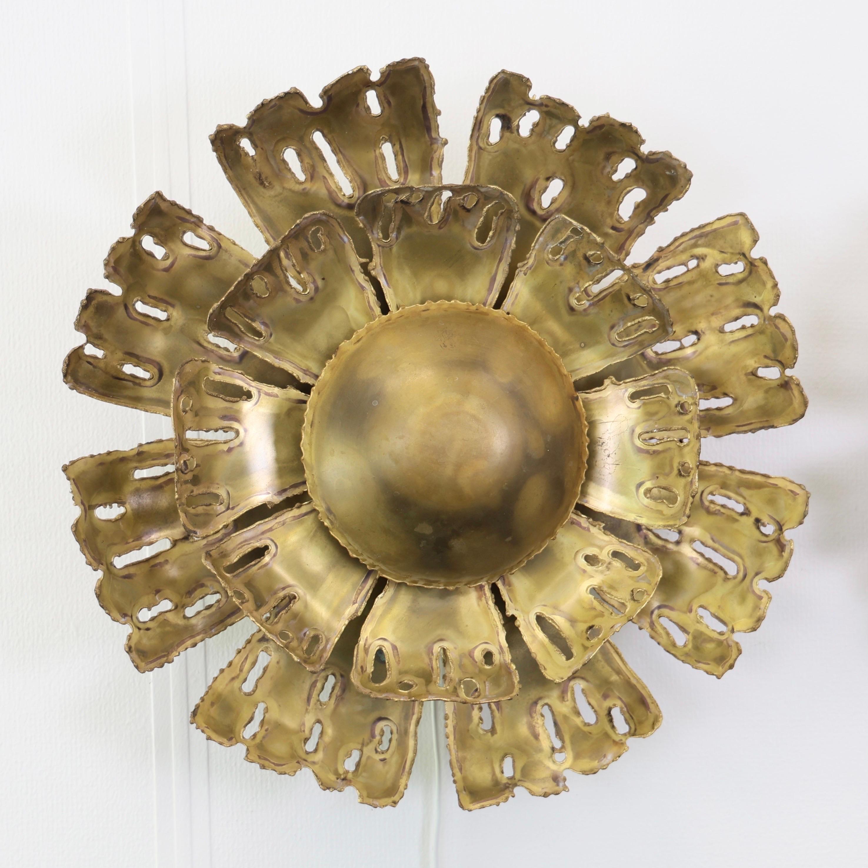 Large Brass Sconces by Svend Aage Holm Sorensen, 1960s, Denmark For Sale 1