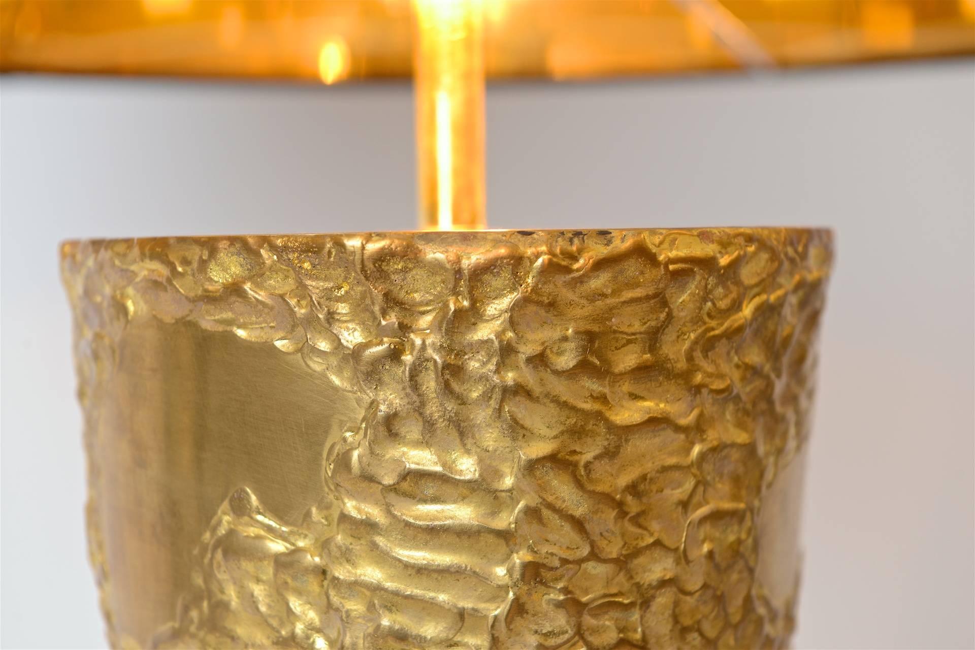 Large Brass Sculptural Table Lamp in the Manner of Angelo Brotto, circa 1970 In Excellent Condition For Sale In London, GB