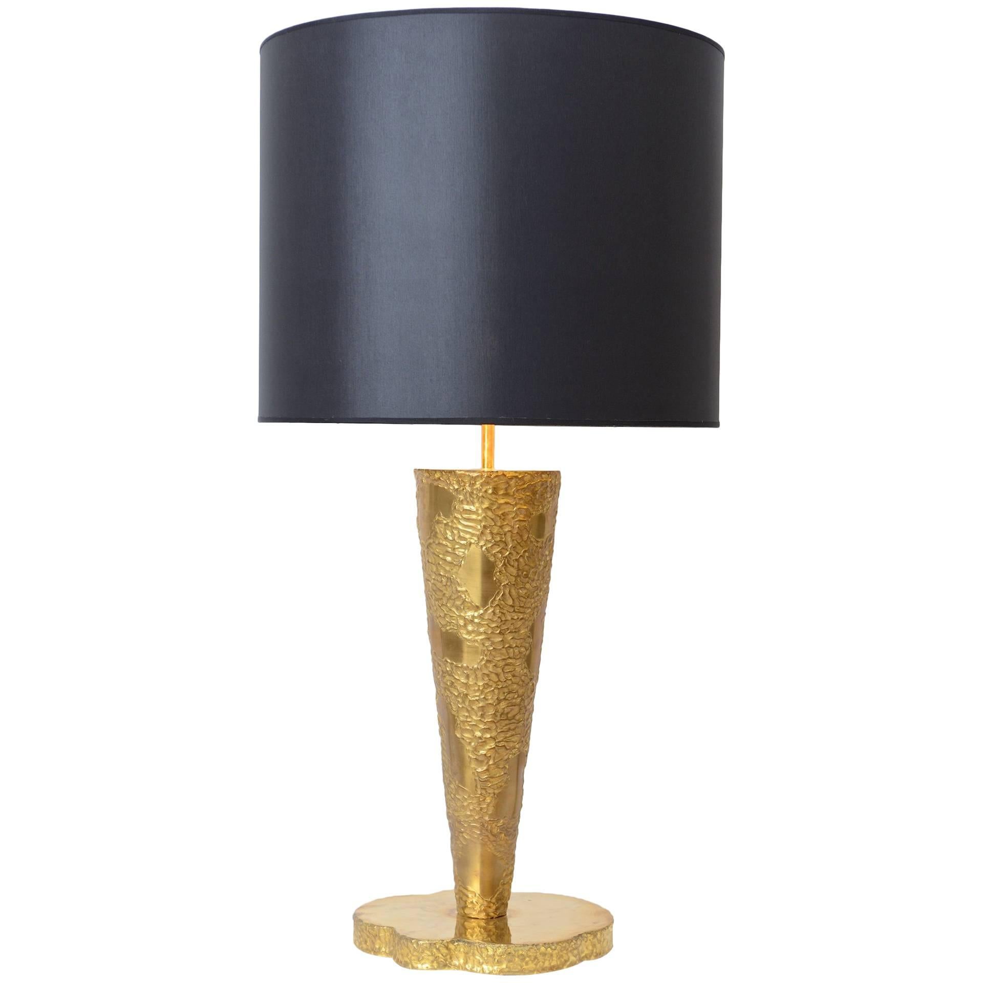 Large Brass Sculptural Table Lamp in the Manner of Angelo Brotto, circa 1970 For Sale