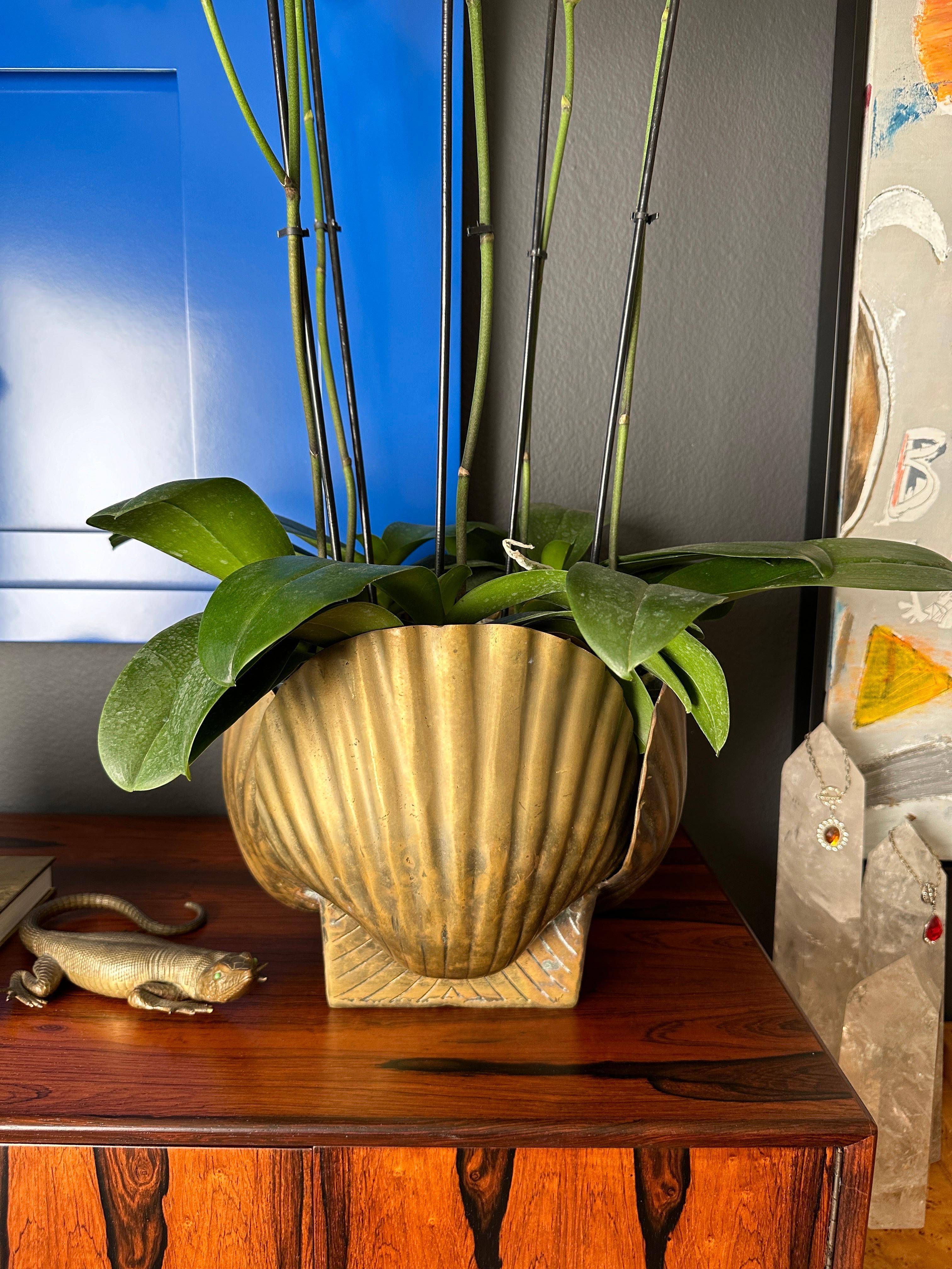 Korean Large Brass Sea Shell Planter