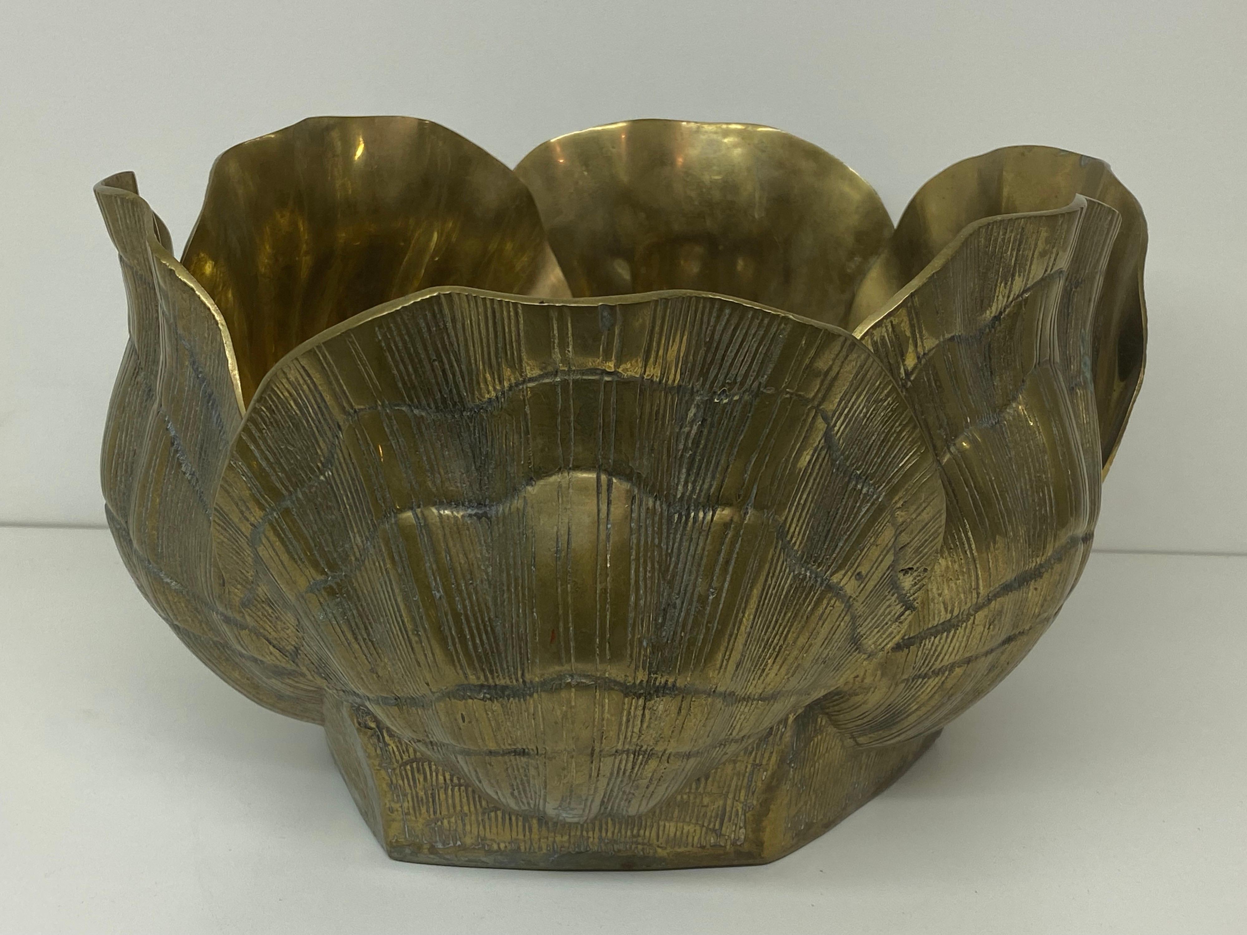 Late 20th Century Large Brass Sea Shell Planter