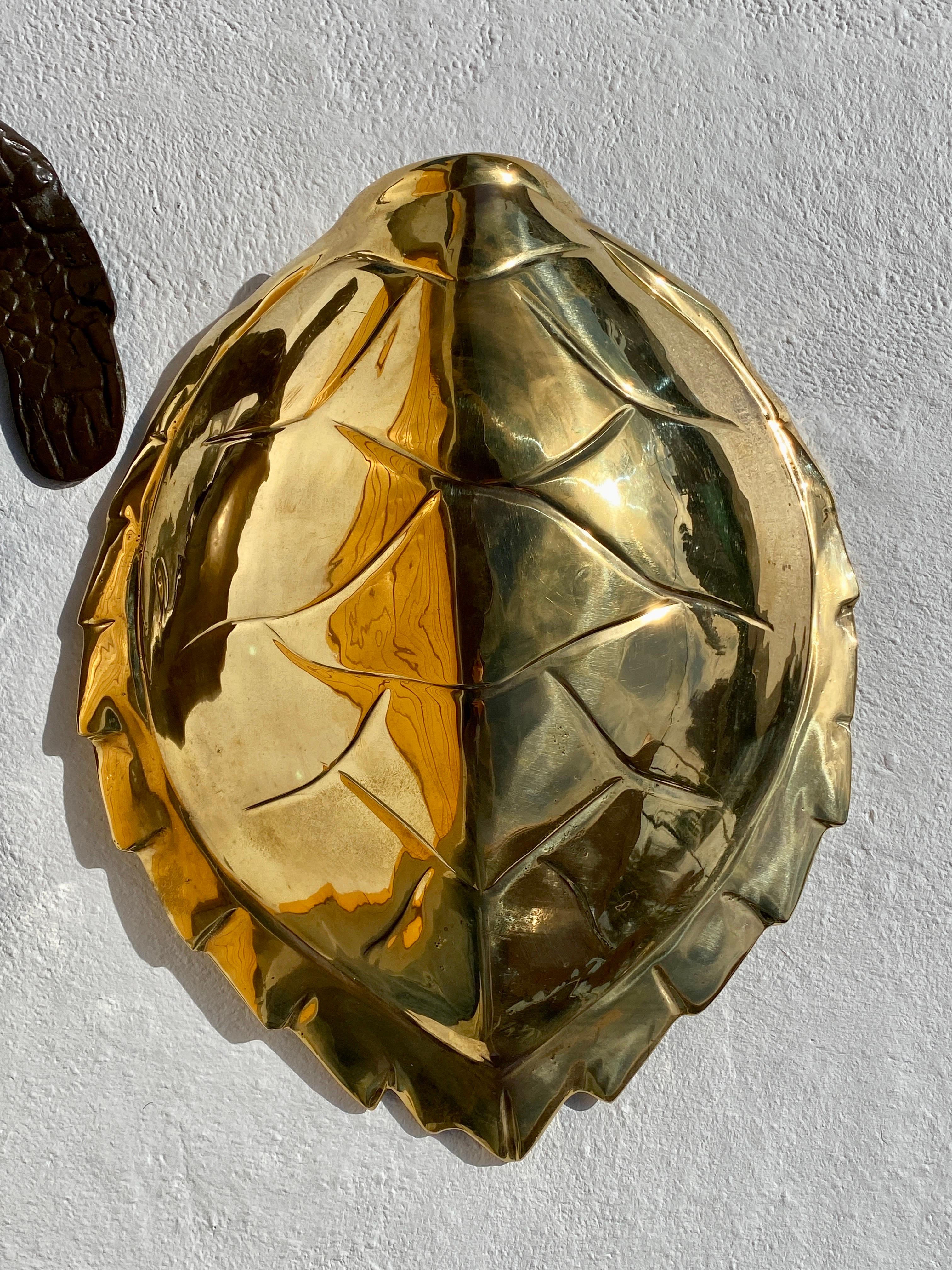Large Brass Sea Turtle Sculpture For Sale 6