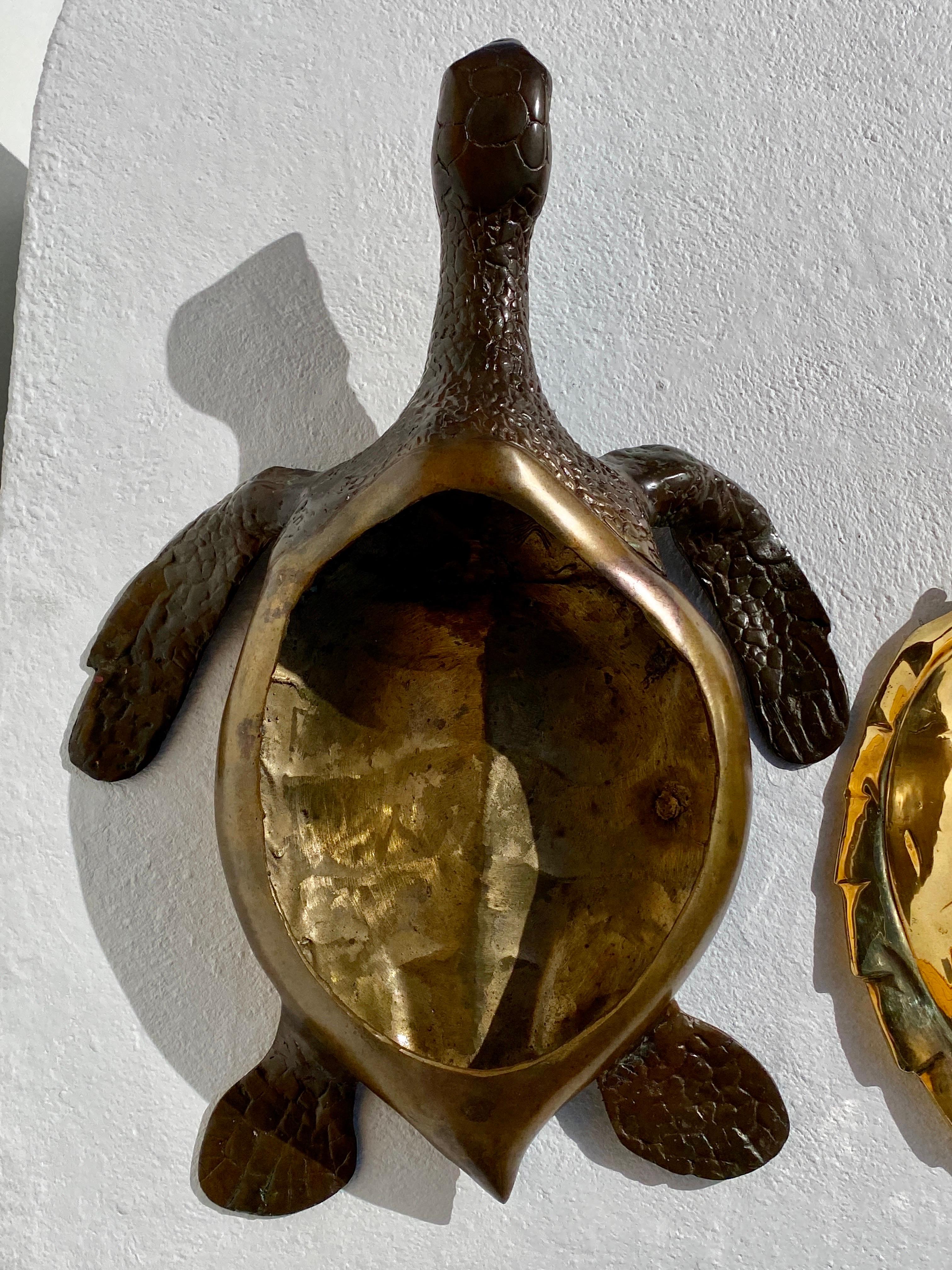 Large Brass Sea Turtle Sculpture For Sale 7
