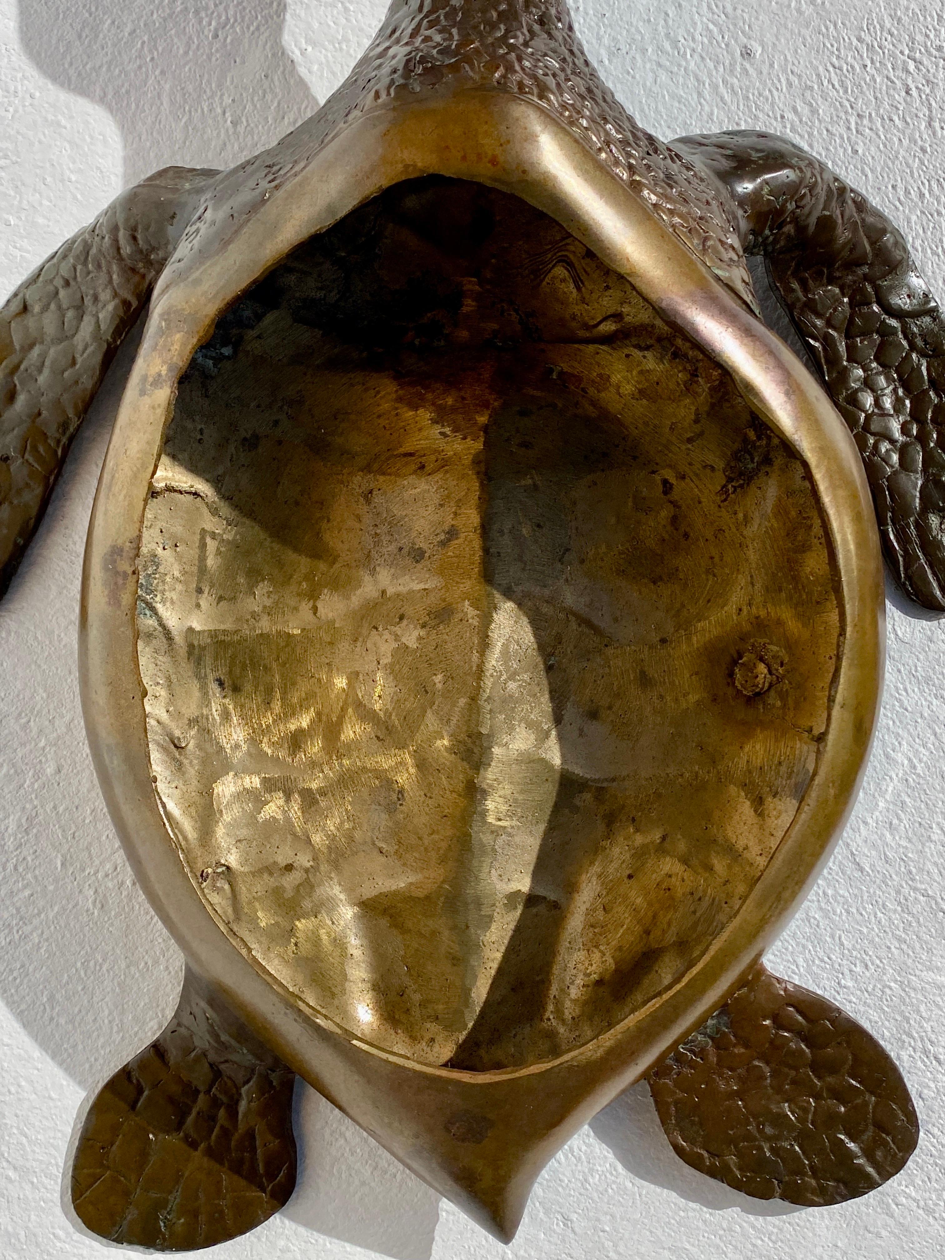 Large Brass Sea Turtle Sculpture For Sale 8