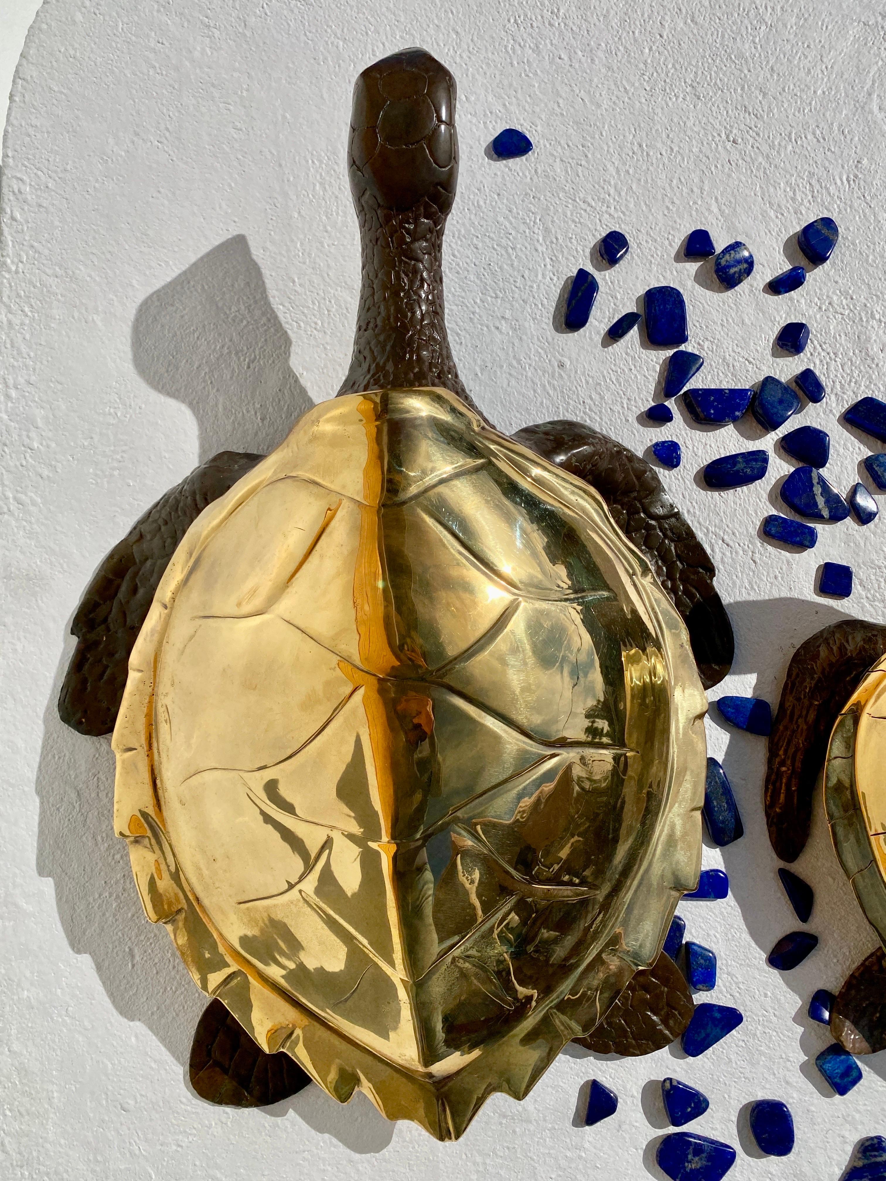 Large Brass Sea Turtle Sculpture For Sale 11