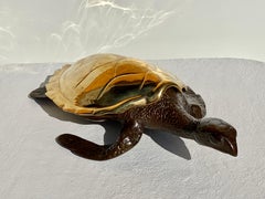 Large Brass Sea Turtle Sculpture