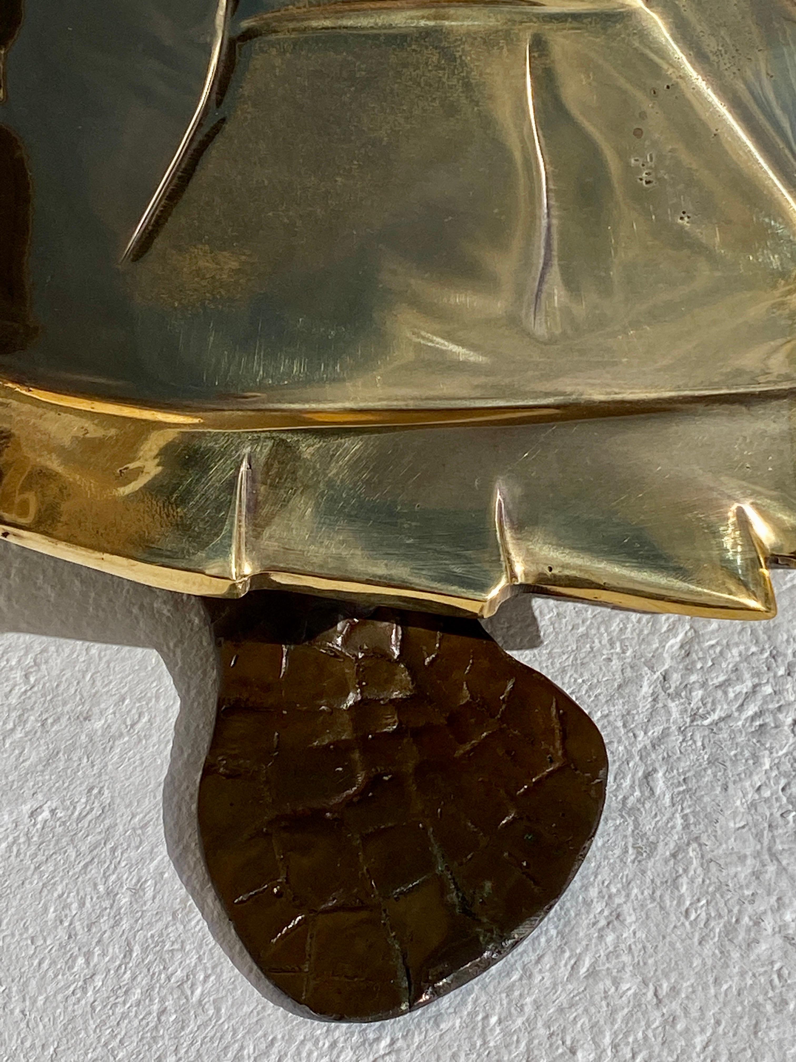 Large Brass Sea Turtle Sculpture For Sale 2