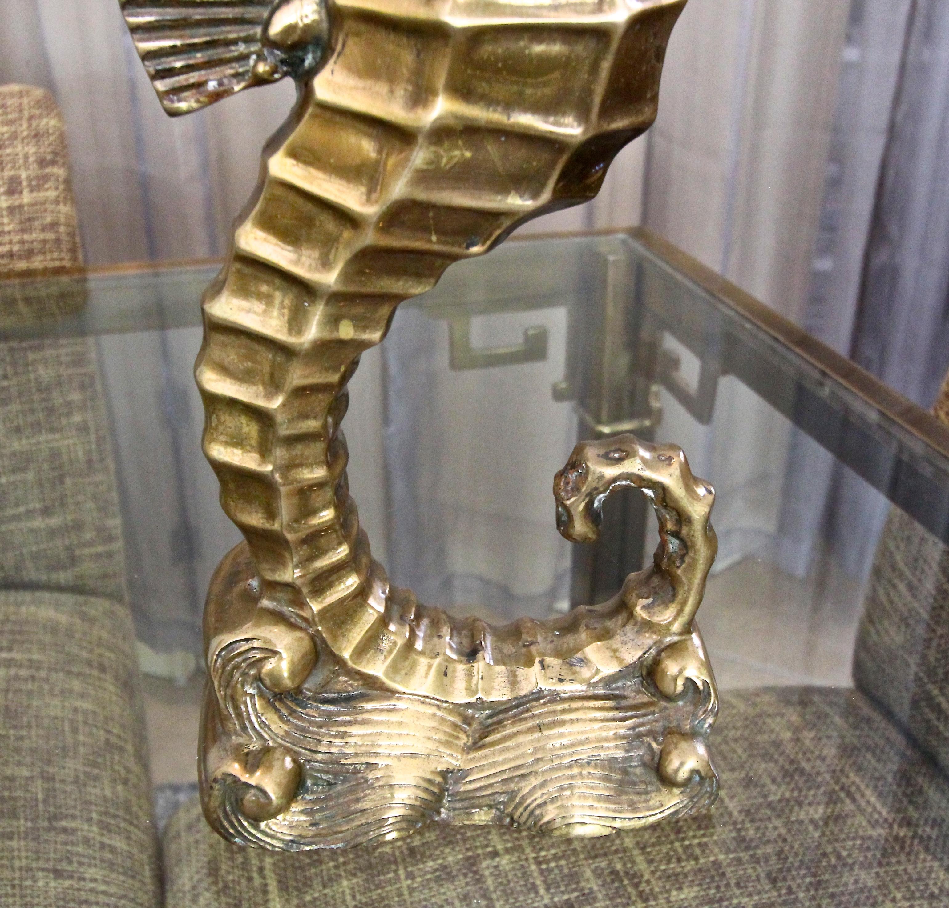 Large Brass Seahorse Figural Sculpture 2
