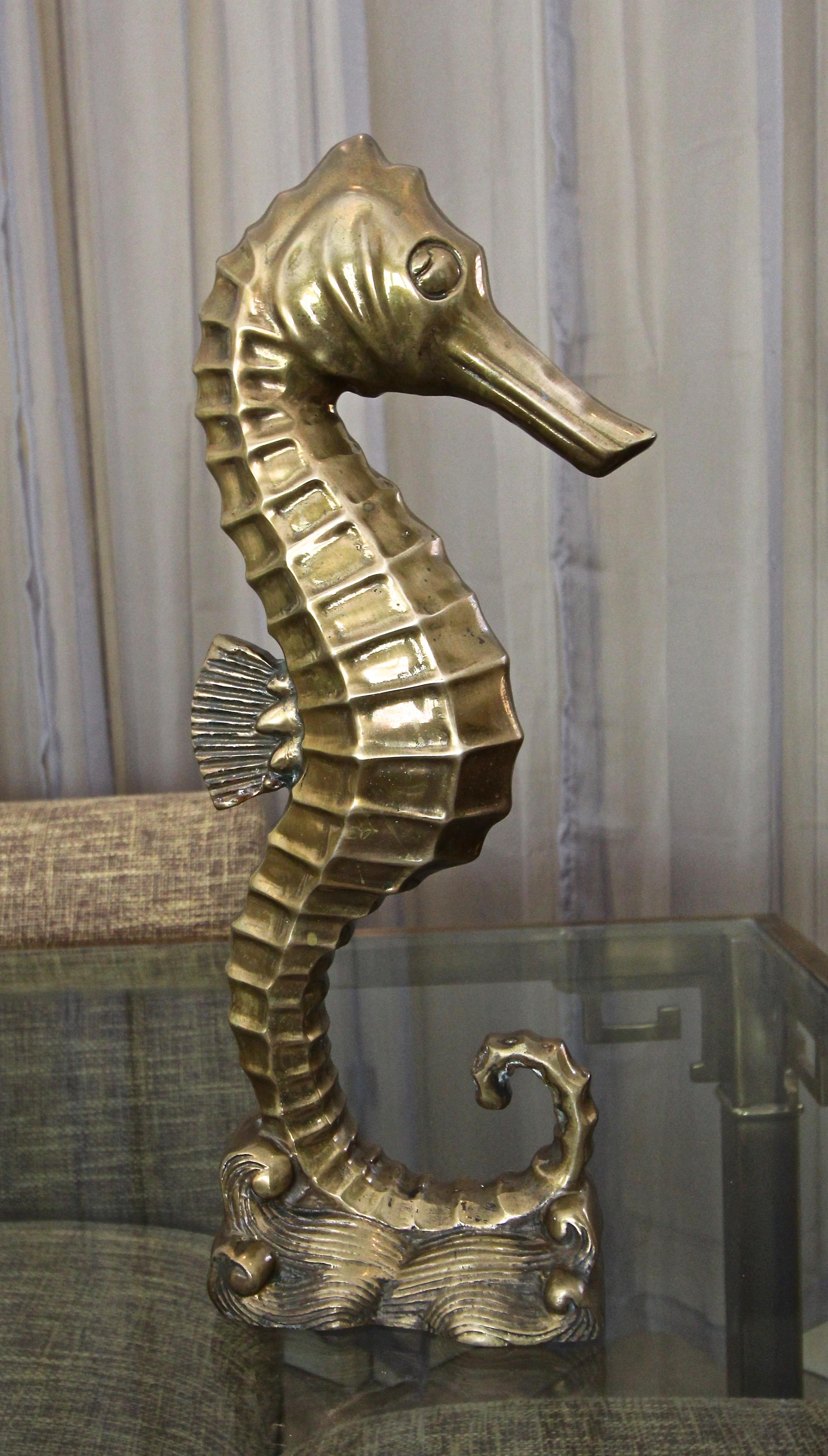 Large Brass Seahorse Figural Sculpture 5