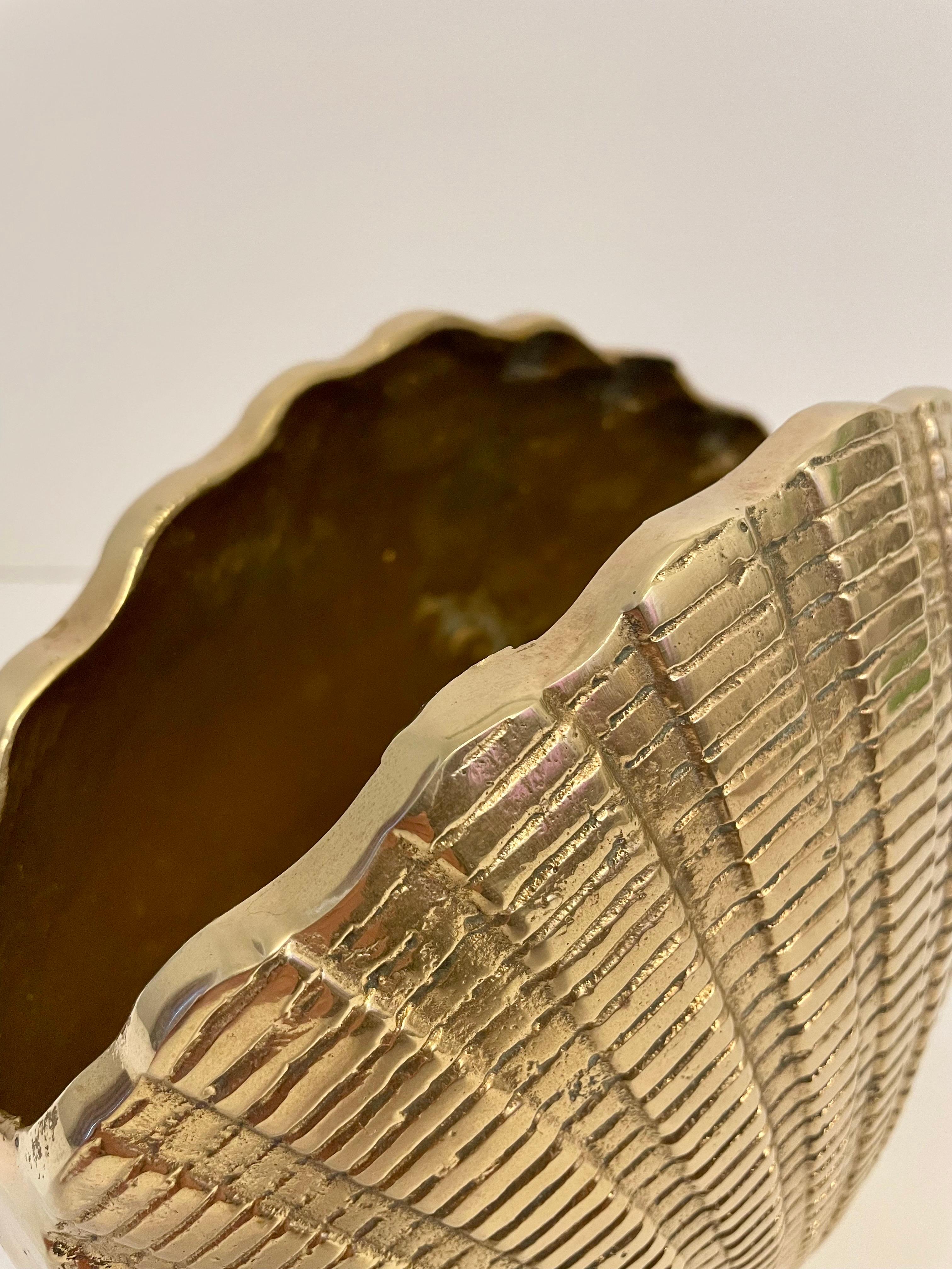 20th Century Large Brass Seashell Planter or Vase