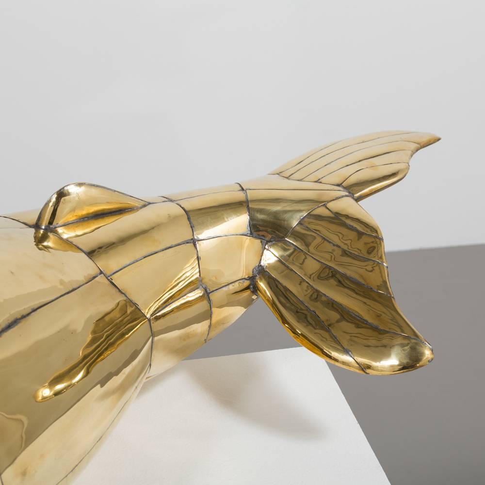 Large Brass Sergio Bustamante Designed Whale, 1970s 1