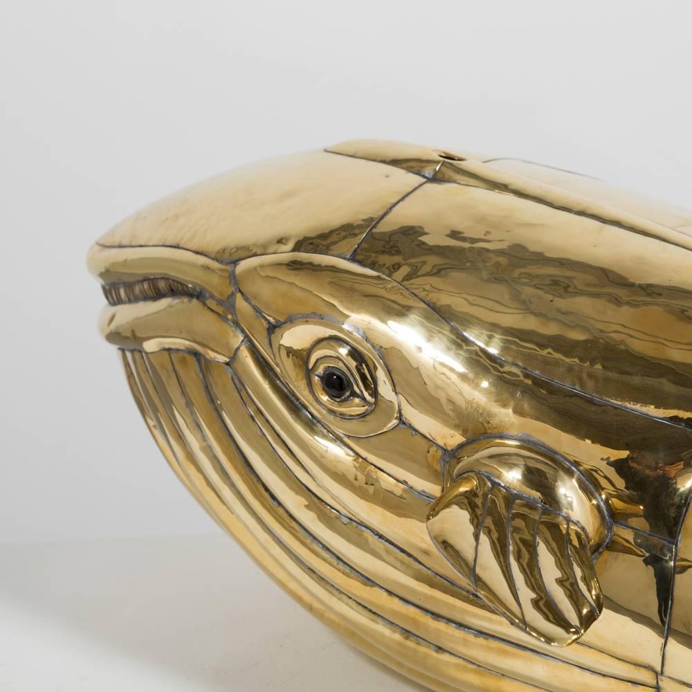 Large Brass Sergio Bustamante Designed Whale, 1970s 3