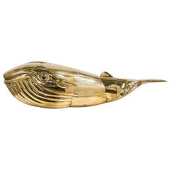 Vintage Large Brass Sergio Bustamante Designed Whale, 1970s