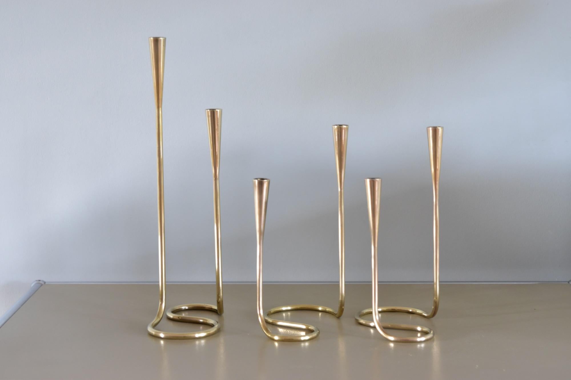 20th Century Large Brass Serpentine Candleholder Candlestick by Illums Bolighus, Denmark