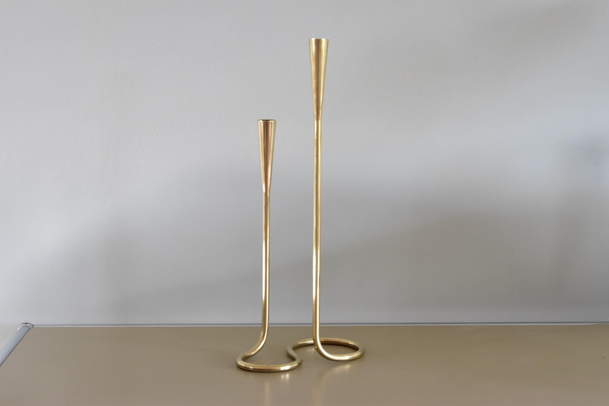 Large Brass Serpentine Candleholder Candlestick by Illums Bolighus, Denmark 3