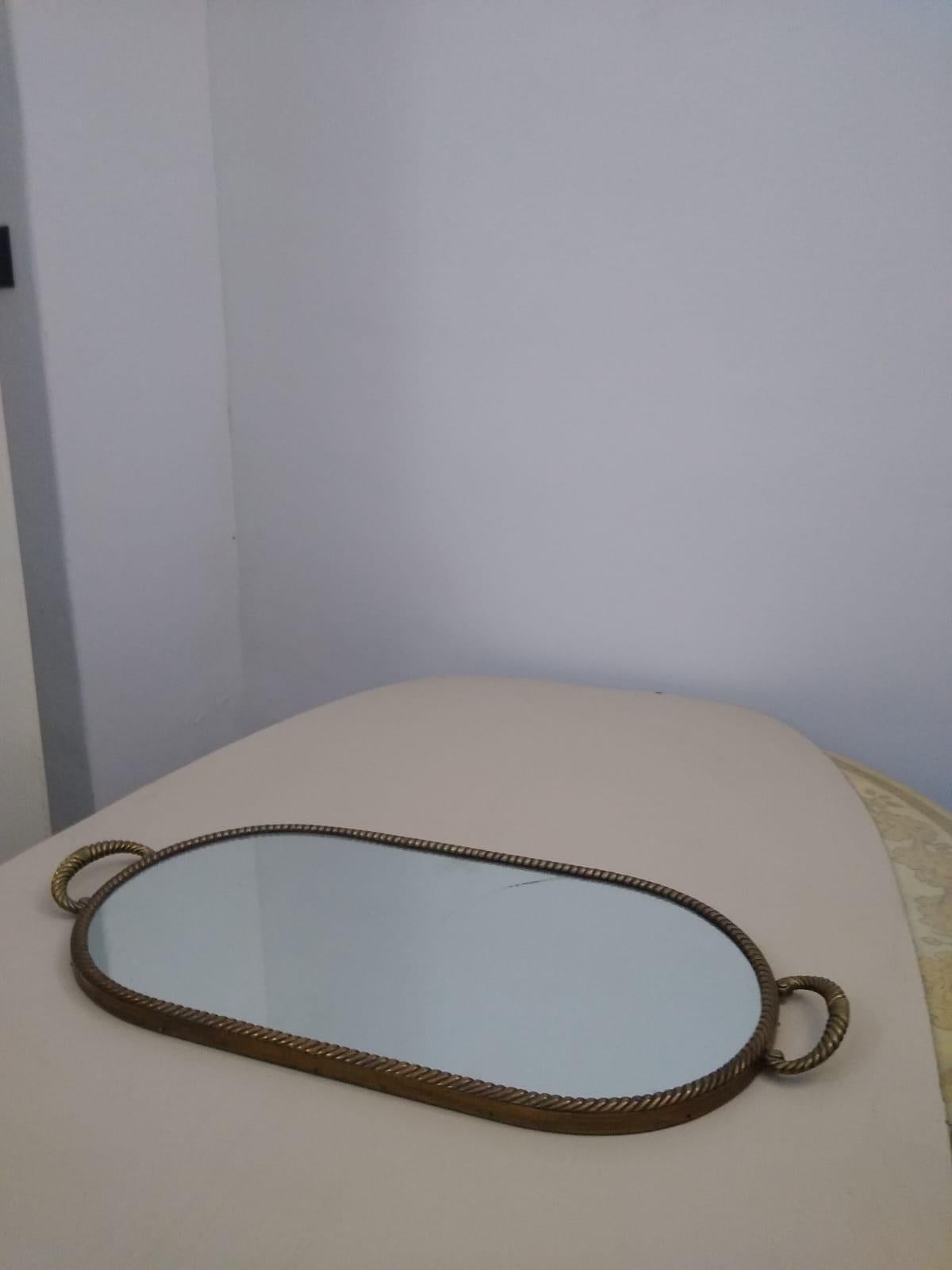Italian Large Brass Serving Tray, Italy 1950s For Sale