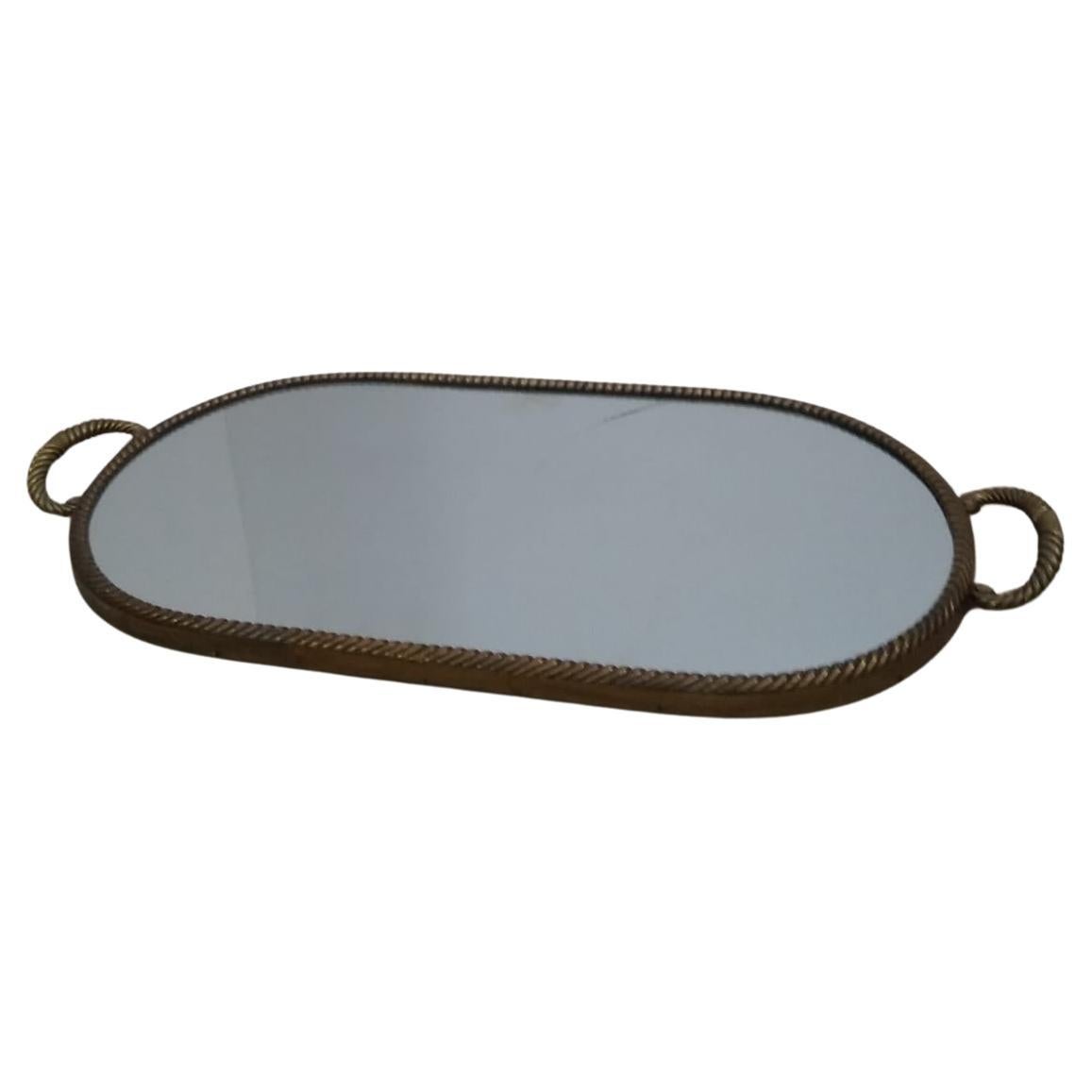 Large Brass Serving Tray, Italy 1950s