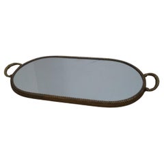 Vintage Large Brass Serving Tray, Italy 1950s