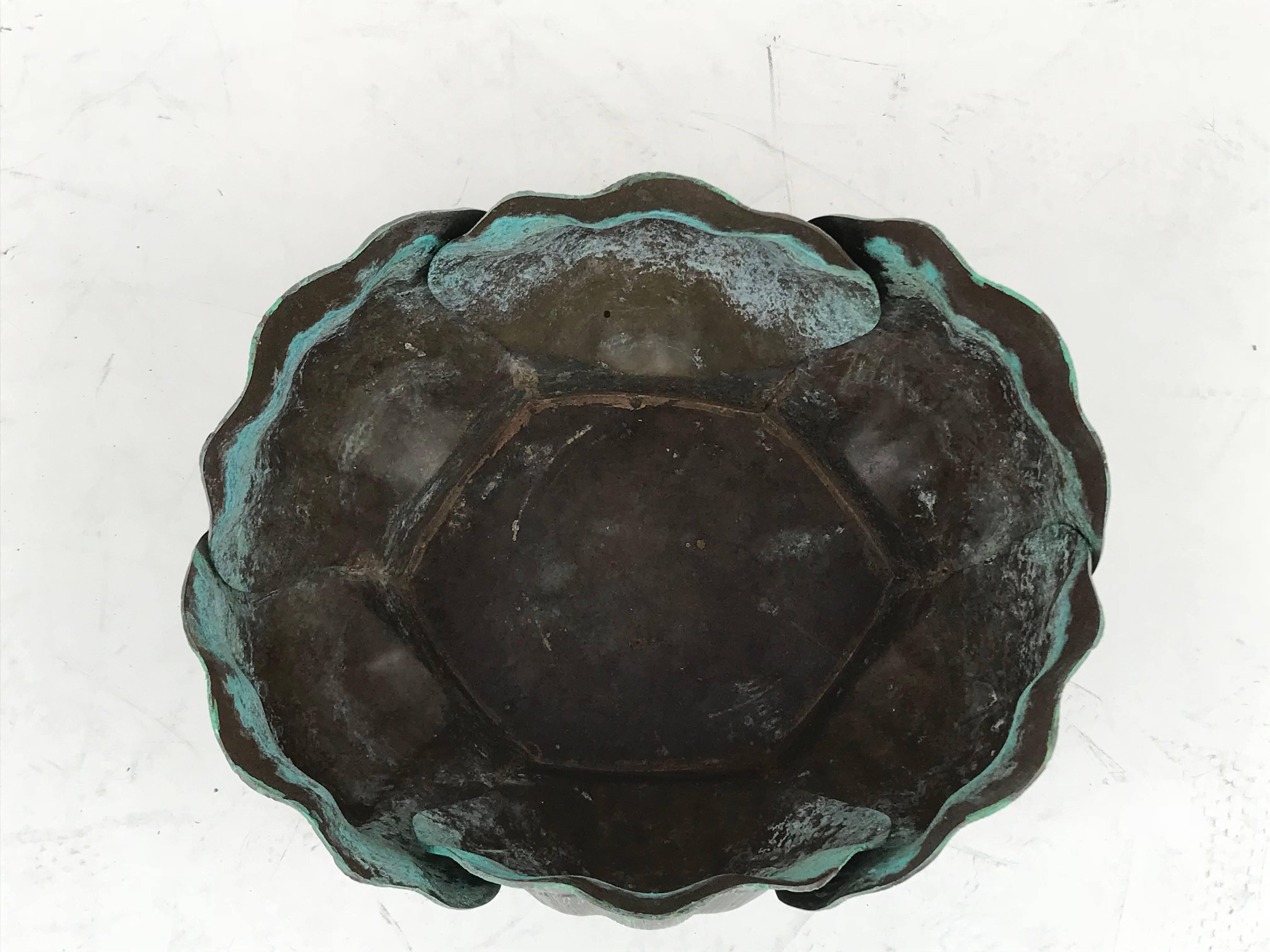 Hollywood Regency Large Brass Shell Planter in Verdigris Patina