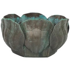 Large Brass Shell Planter in Verdigris Patina