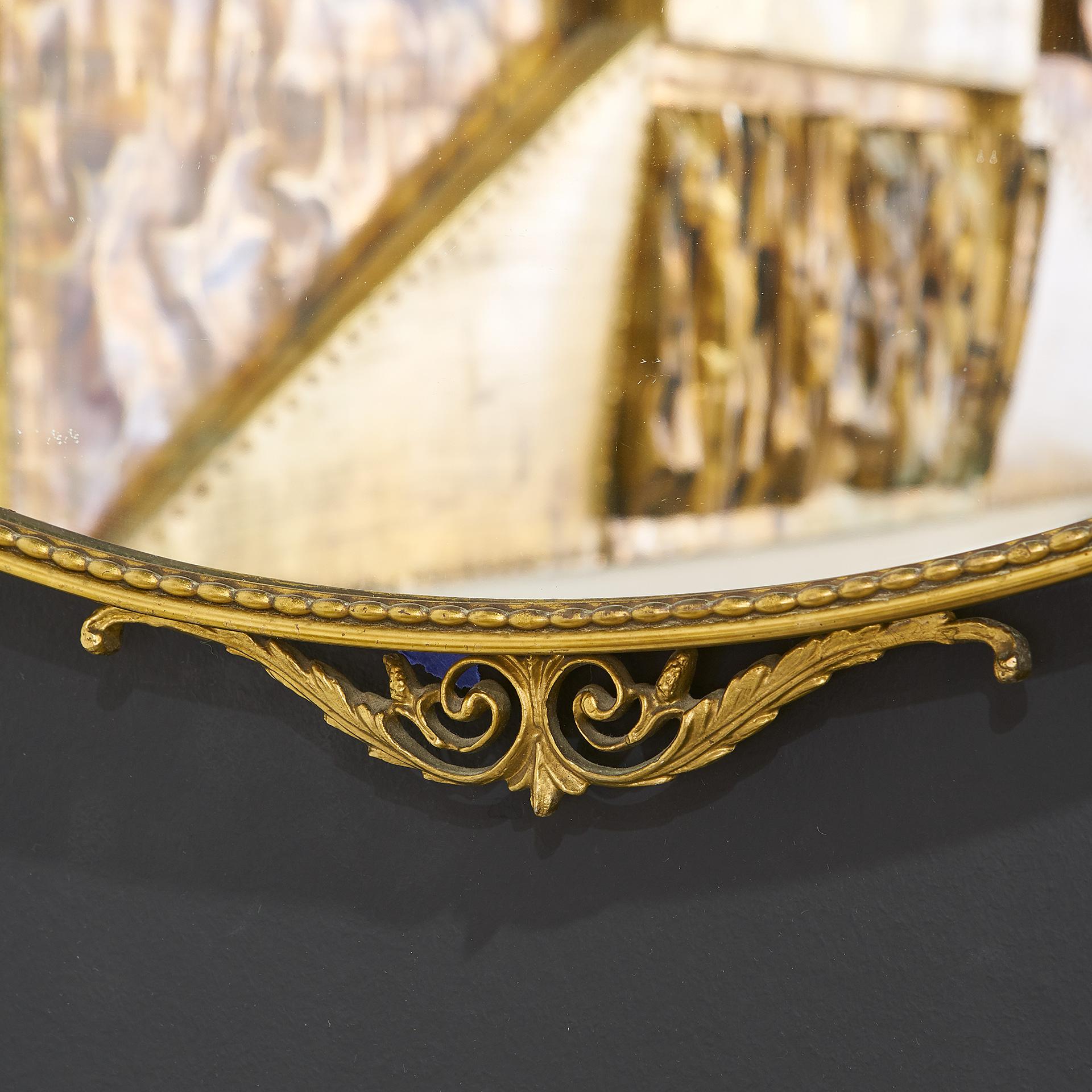 Late 20th Century Large Brass Shield Mirror