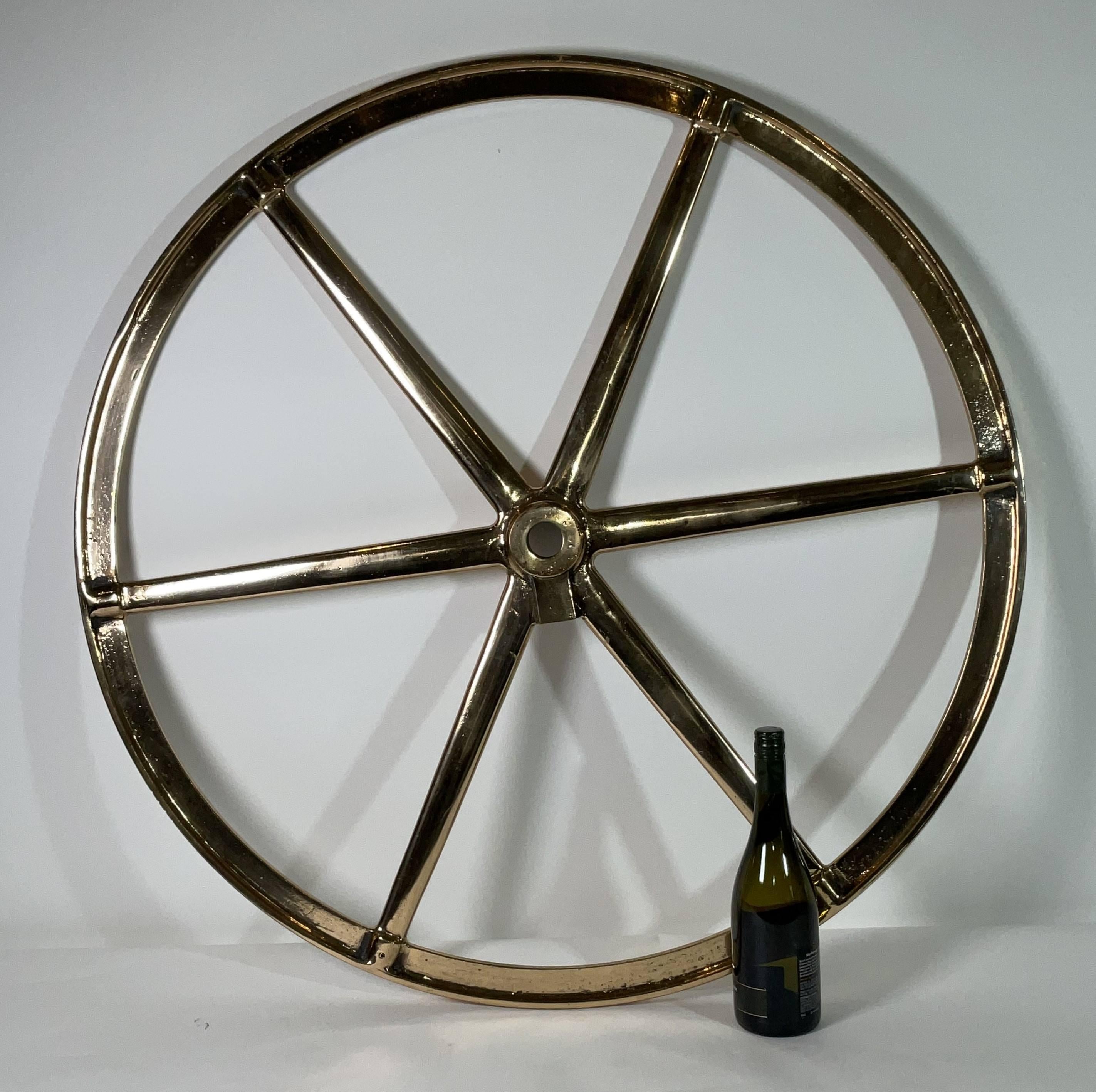 North American Large Brass Ships Wheel For Sale
