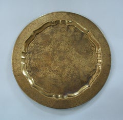 Large Brass South Asian Serving Tray - Hand Etched Top - India - Circa 1980's