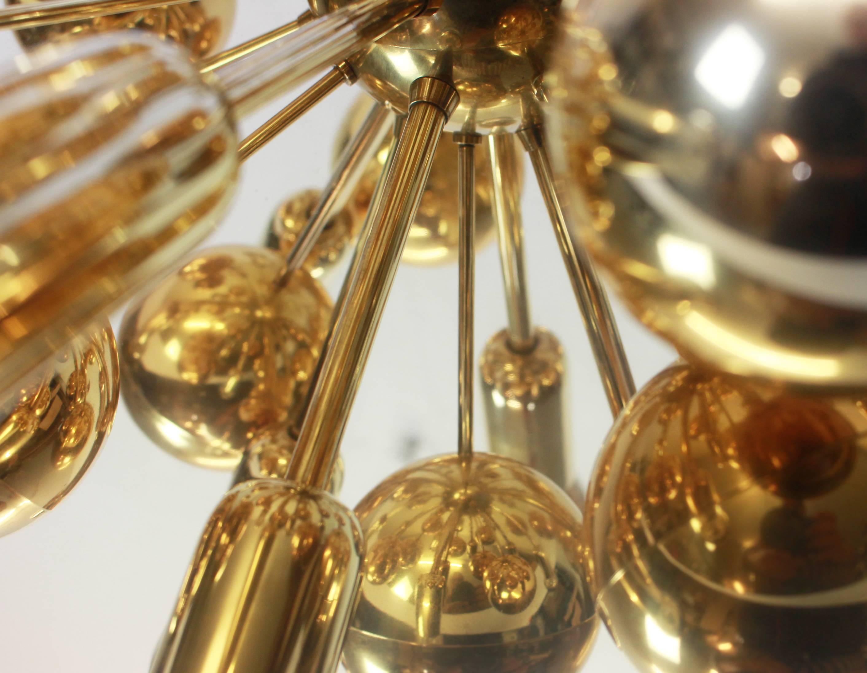 Large Brass Space Age Sputnik Chandelier by Cosack, Germany, 1970s For Sale 1