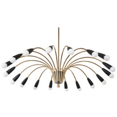 Large Brass Sputnik Chandelier, Kaiser Leuchten, 1950s, Germany