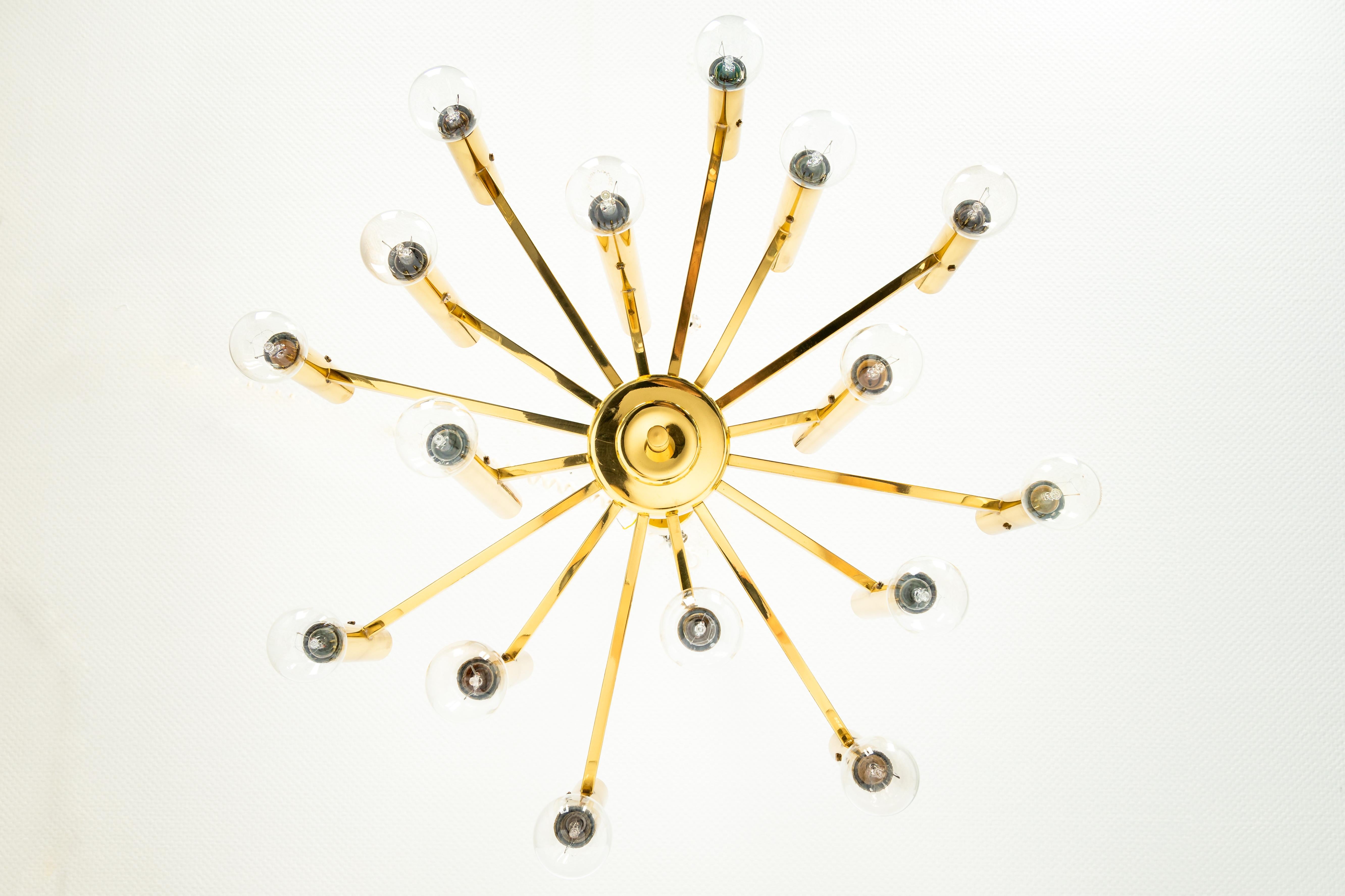 Gran araña Sputnik de latón, estilo Sciolari, Alemania, años 60 Italiano en venta