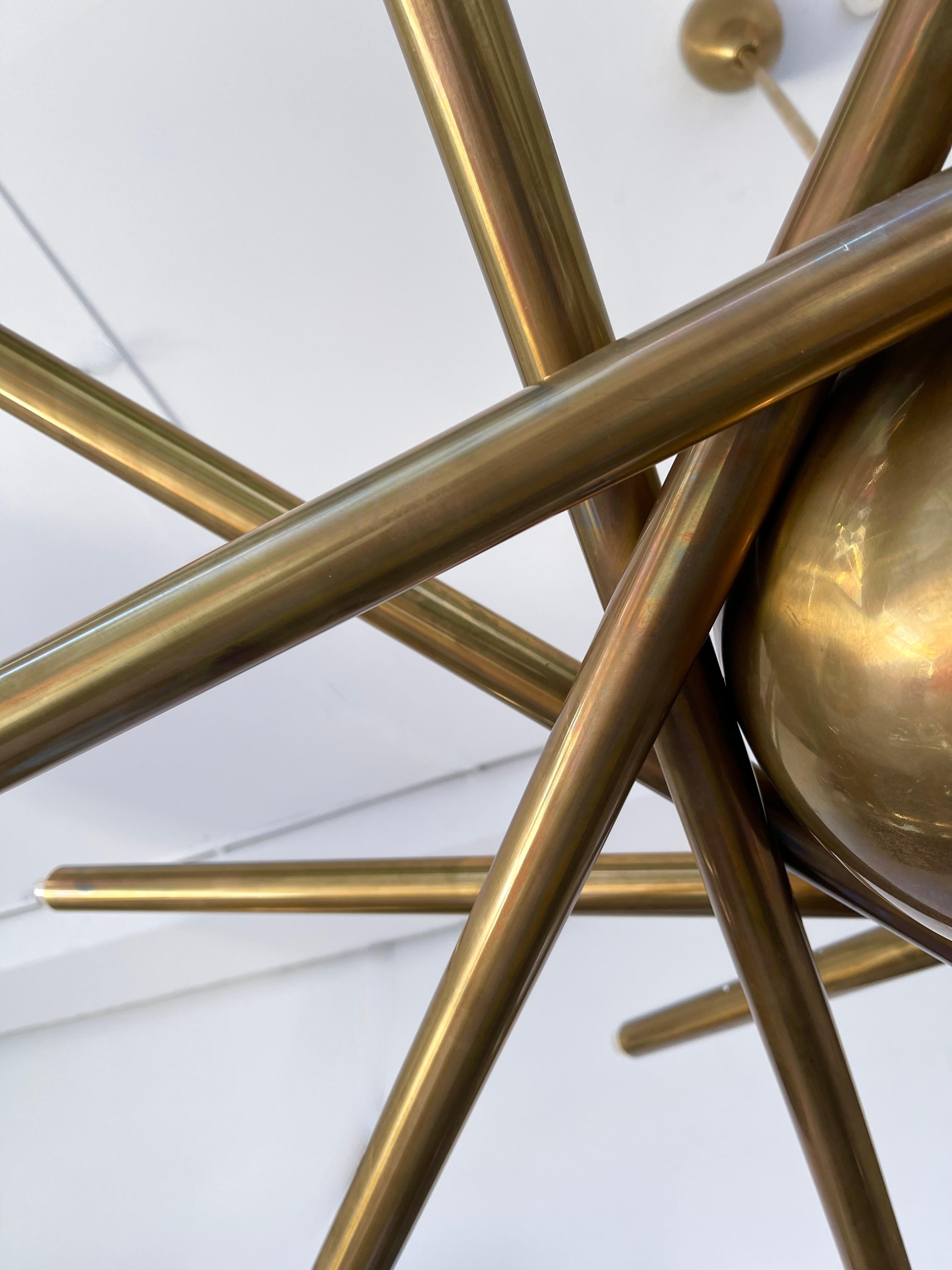 Italian Large Brass Sputnik Fireworks Chandelier, Italy. For Sale