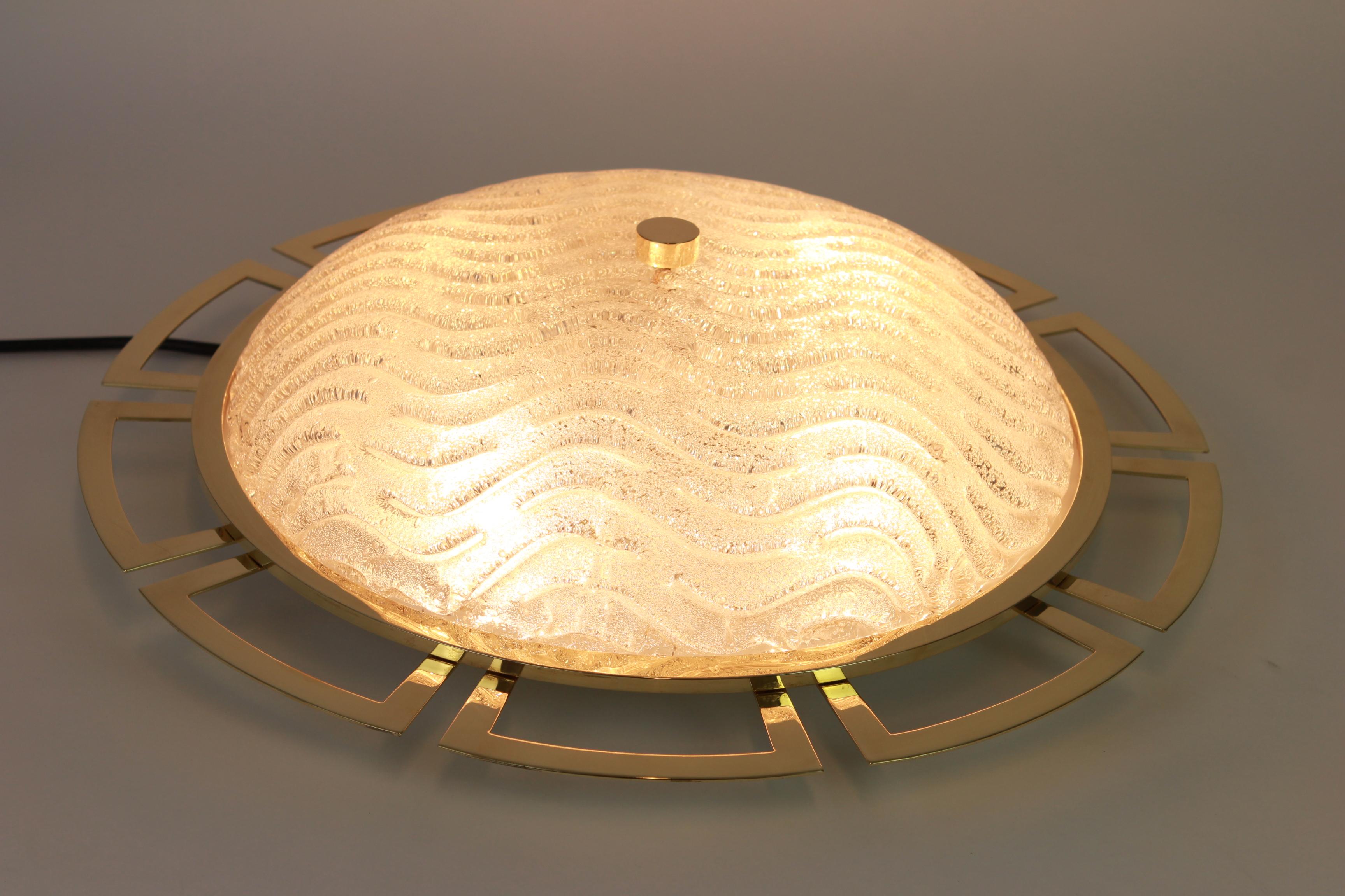 Late 20th Century Large Brass Sputnik Stilnovo Style Flush Mount, 1970s For Sale