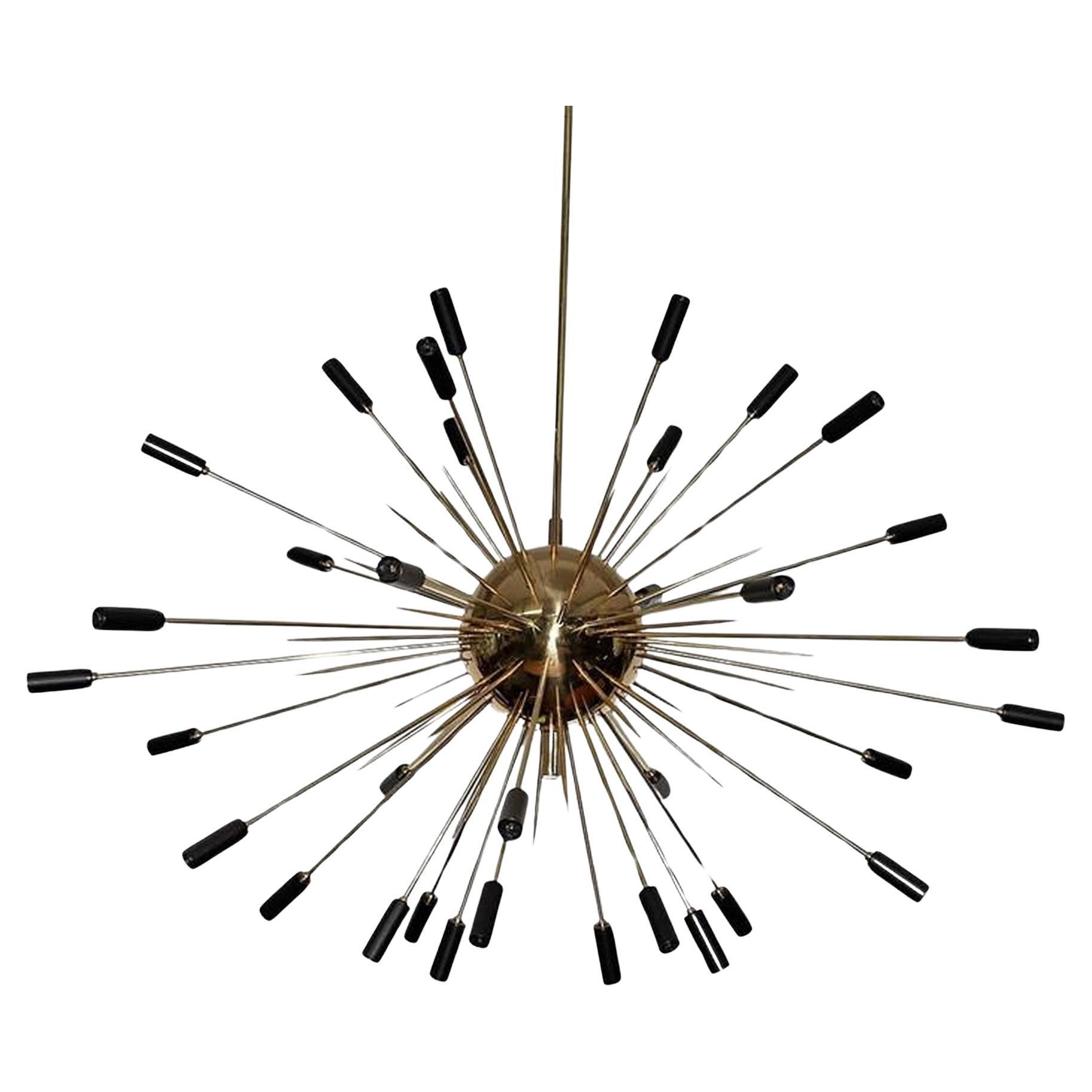 Large Brass Sputnik with Black Tips For Sale
