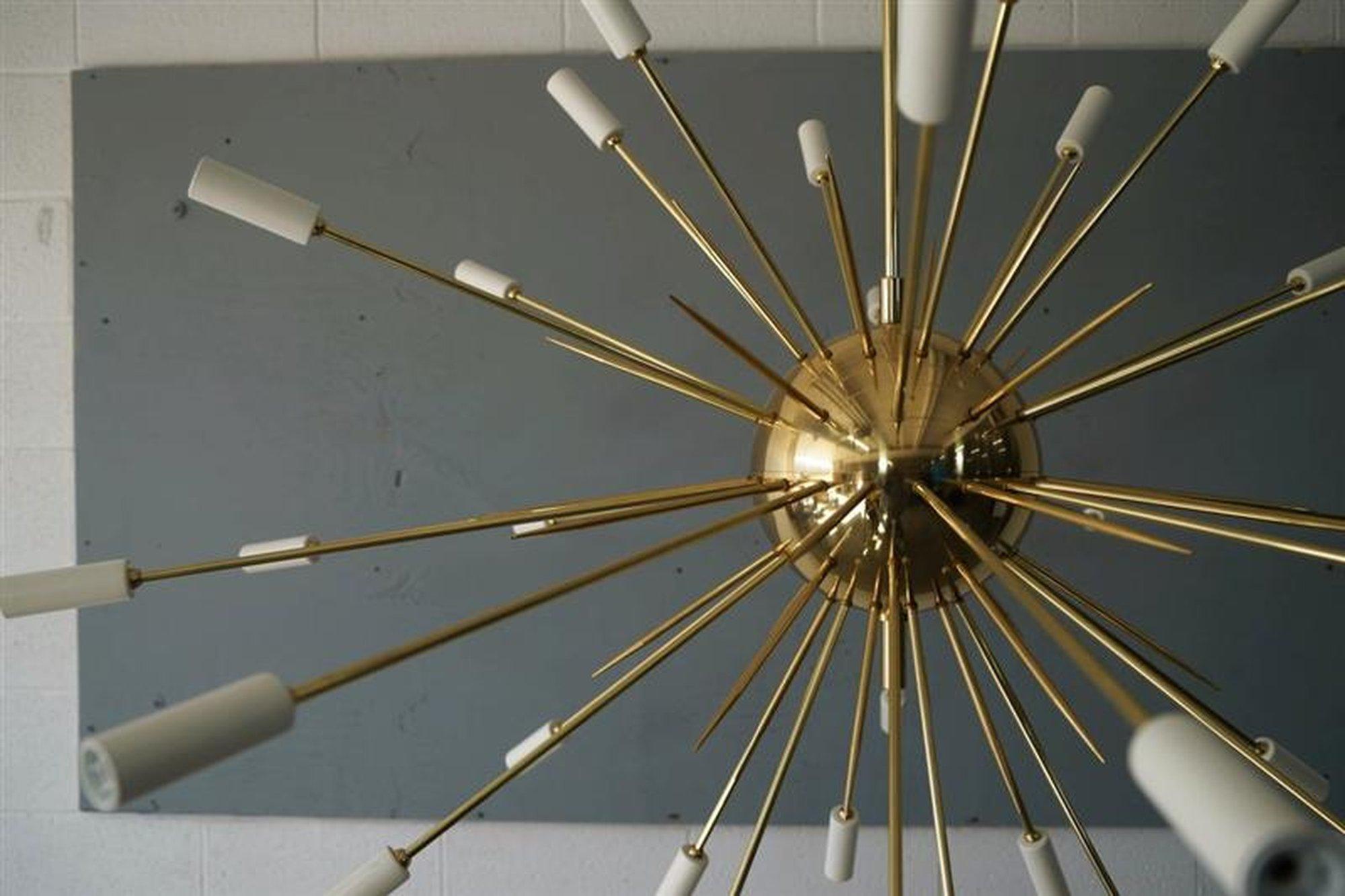 Large Brass Sputnik with White Tips In Good Condition For Sale In Red Lion, PA