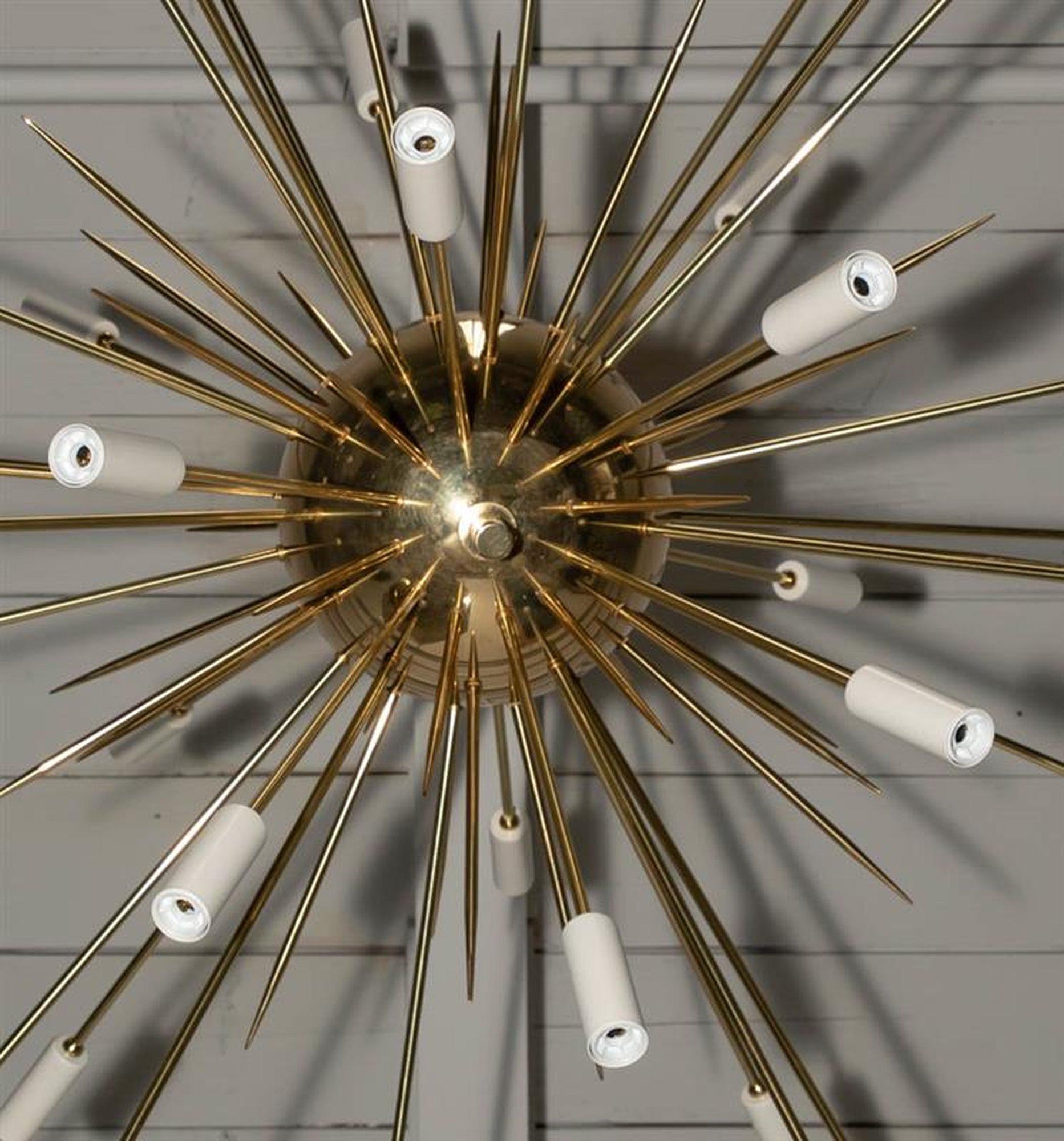 Large Brass Sputnik with White Tips For Sale 2