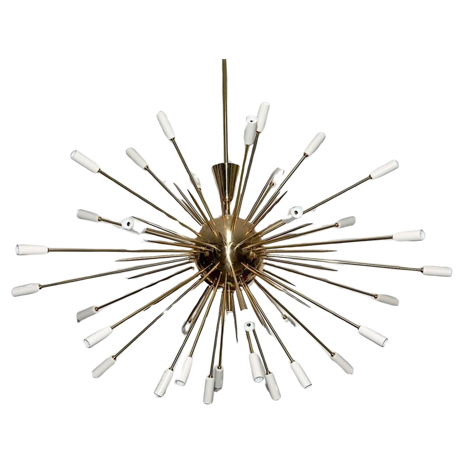 Large Brass Sputnik with White Tips For Sale