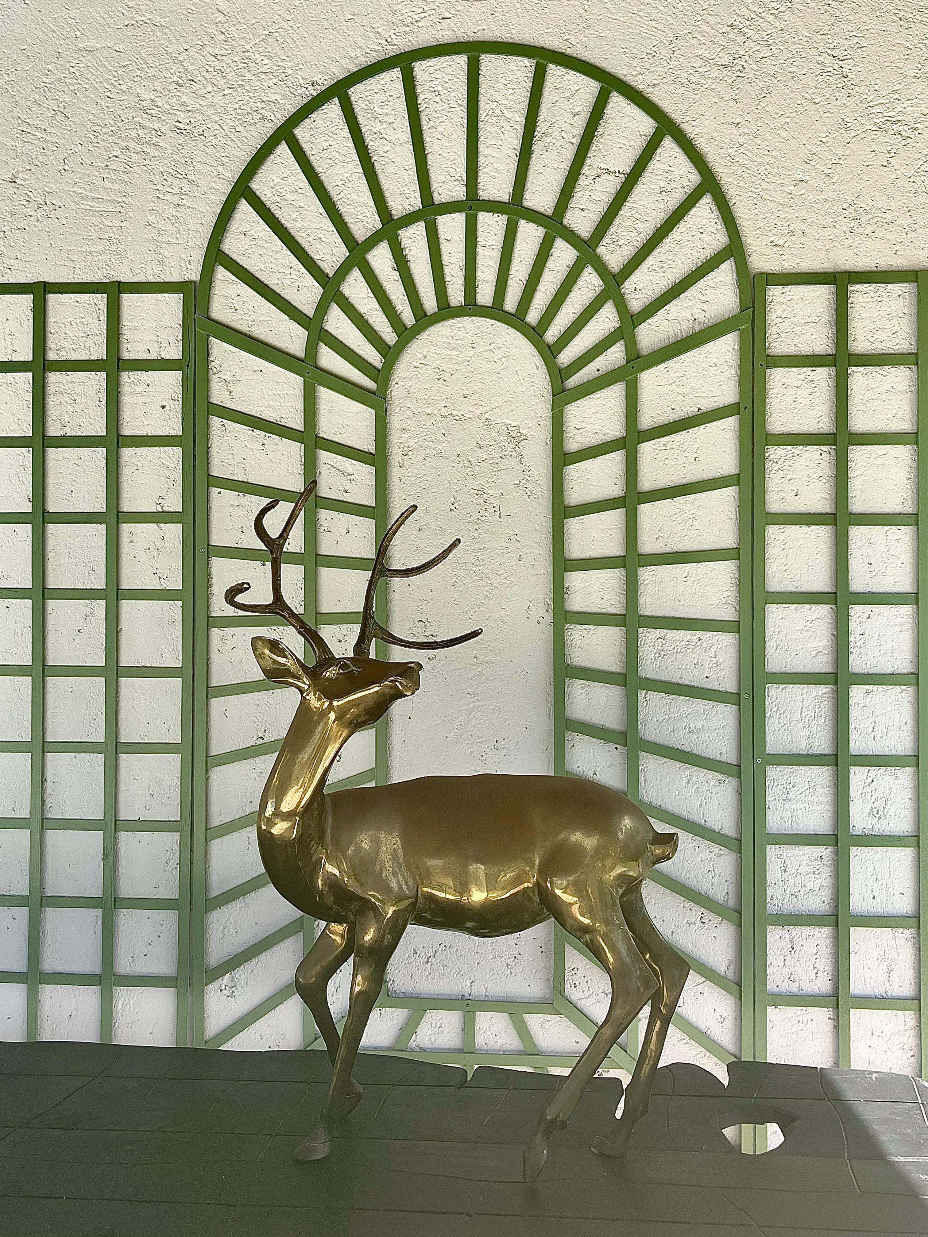 Mid-Century Modern large brass stag. France circa 1970 For Sale