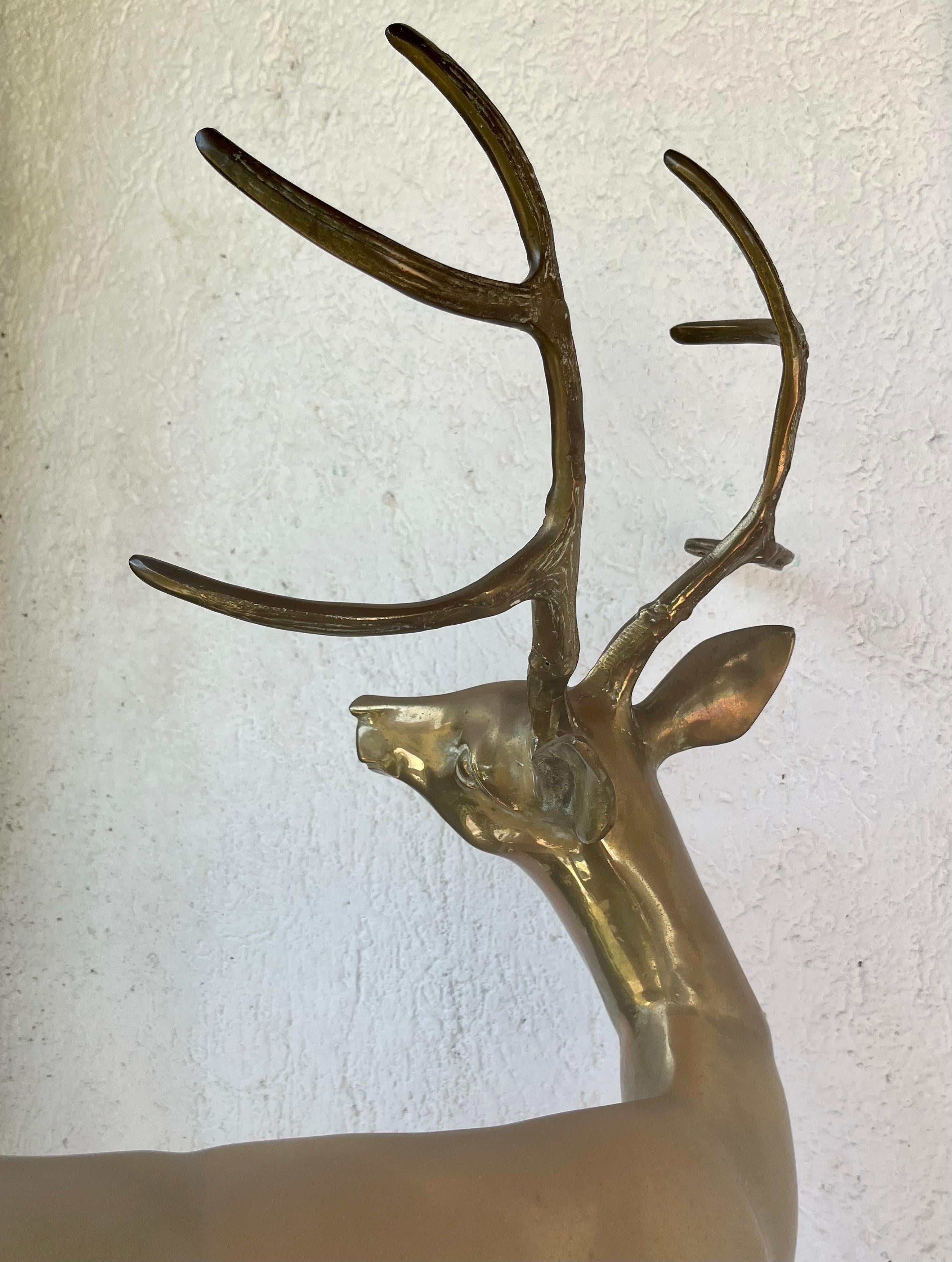 Late 20th Century large brass stag. France circa 1970 For Sale
