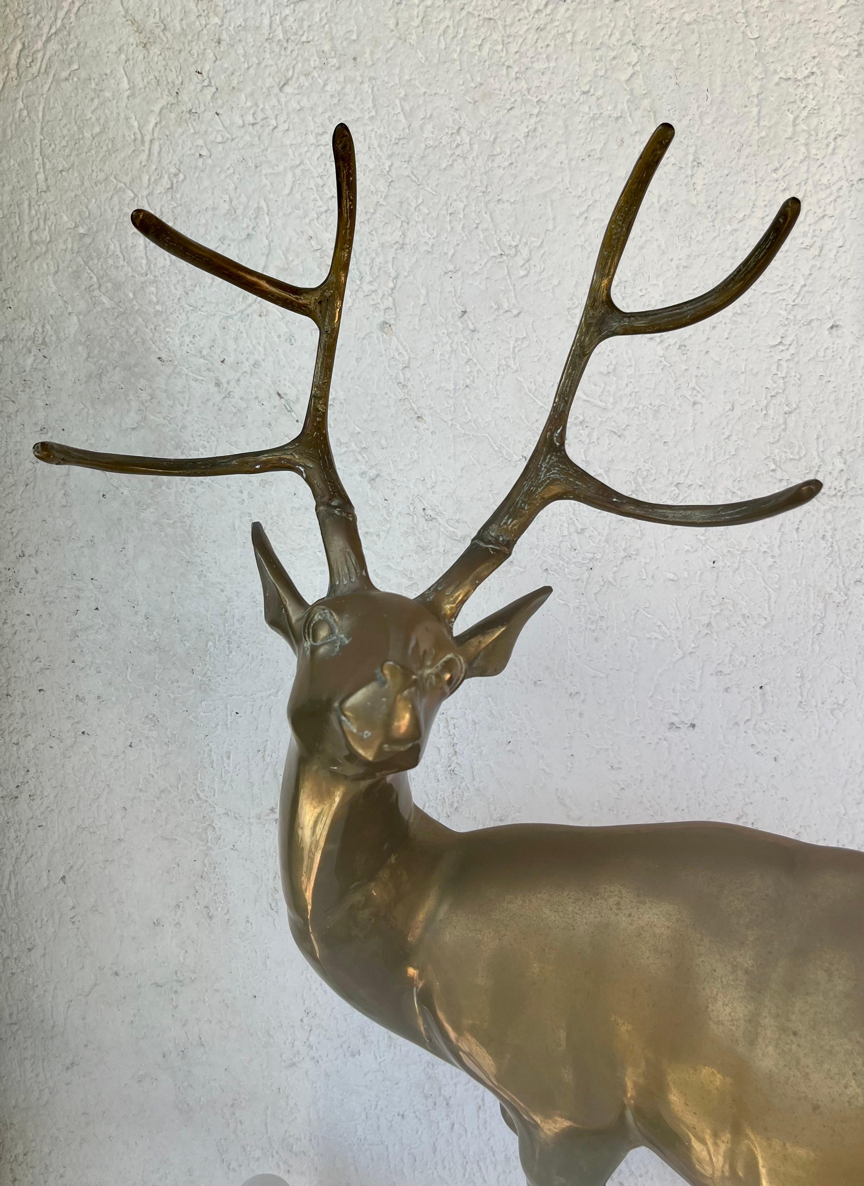 Brass large brass stag. France circa 1970 For Sale