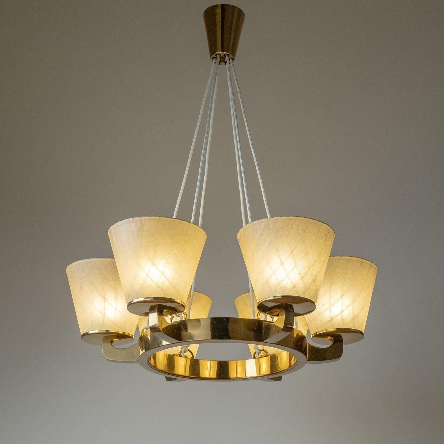 Grande lampadario a sospensione in ottone, circa 1950 in vendita 3
