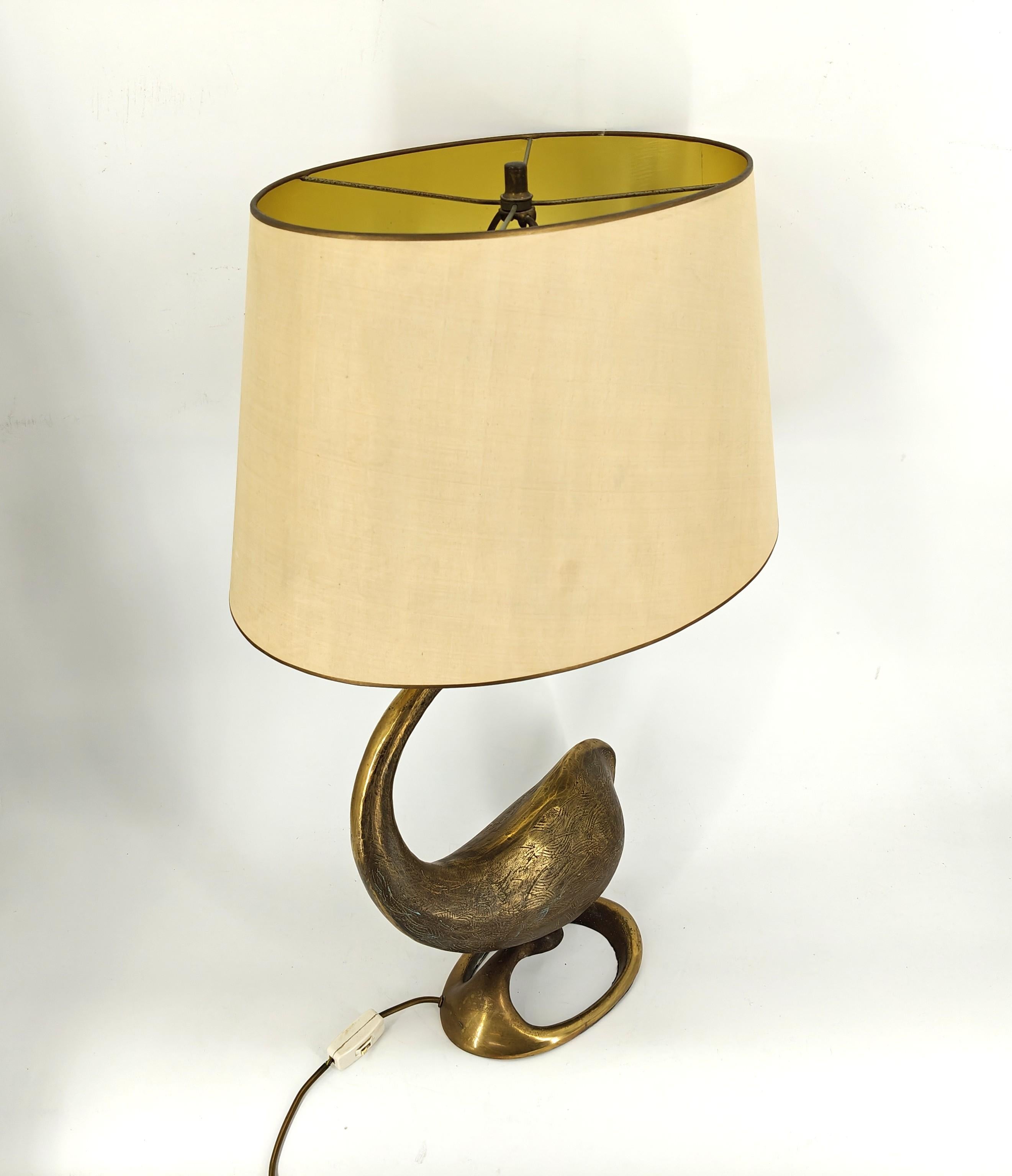 Large brass swan table lamp, 1960s For Sale 3